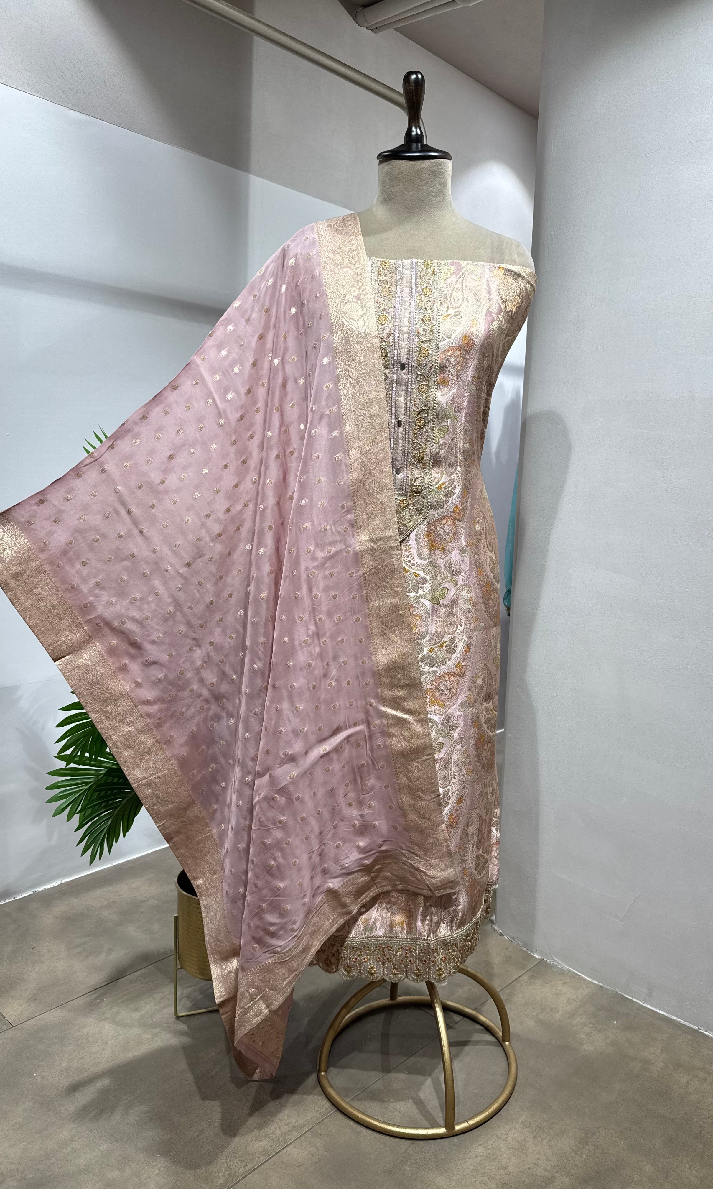 LILAC BANARASI SILK DRESS MATERIAL