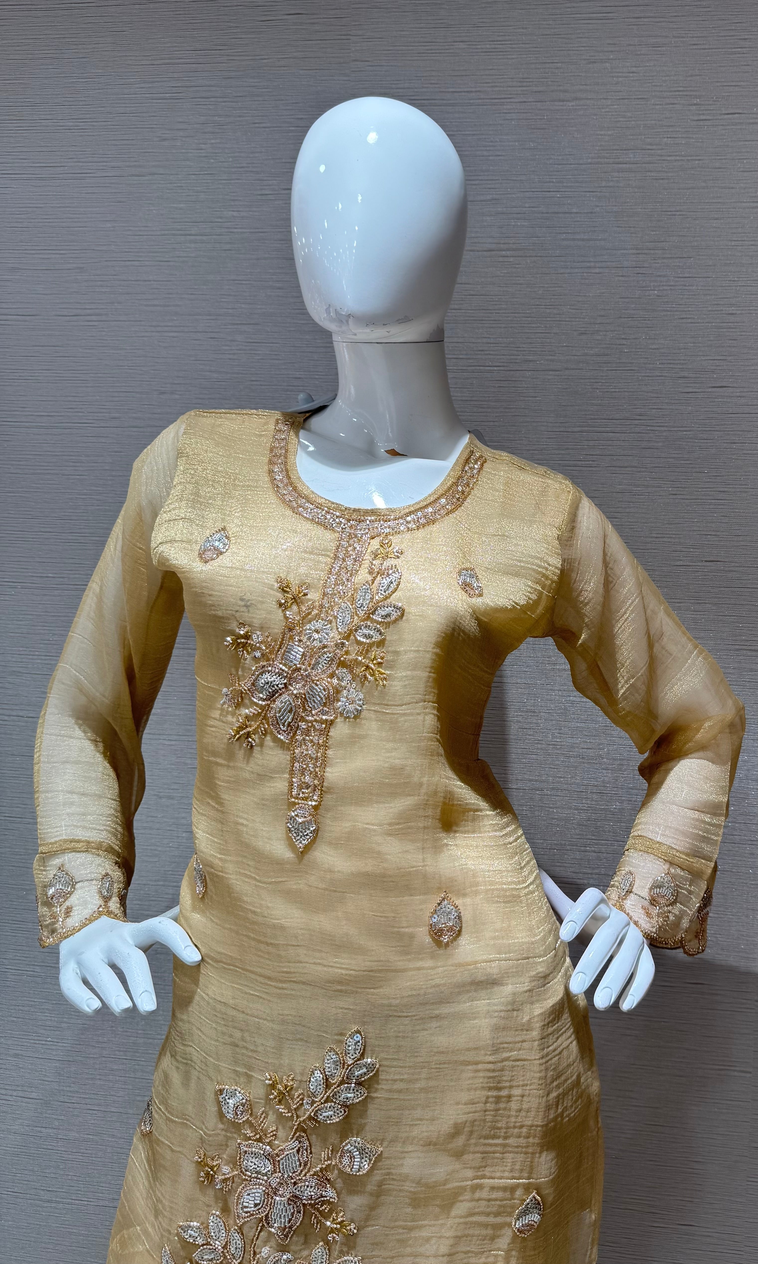 Gold Zari Cord Set with Dupatta