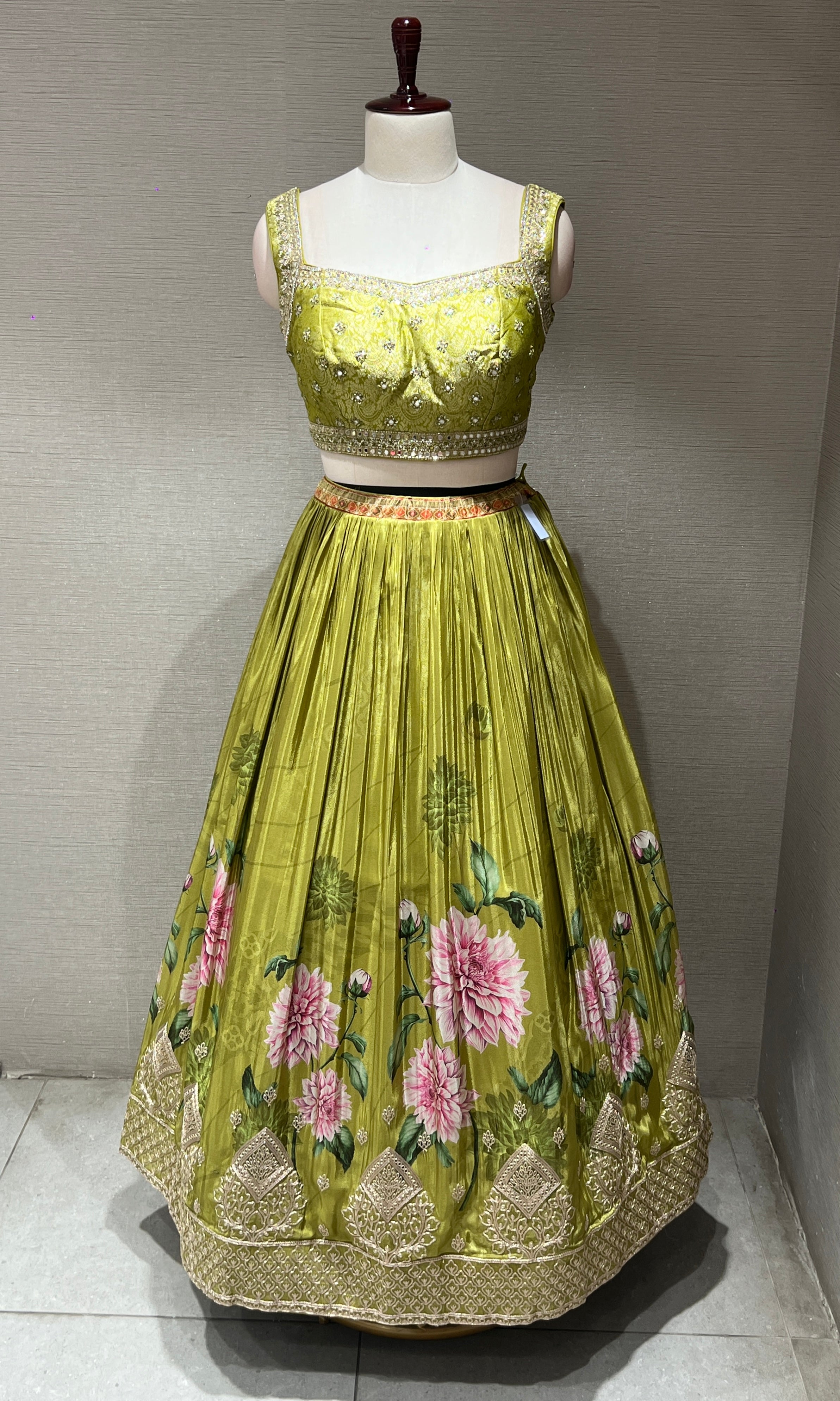 Gulzar Olive Lehenga Set