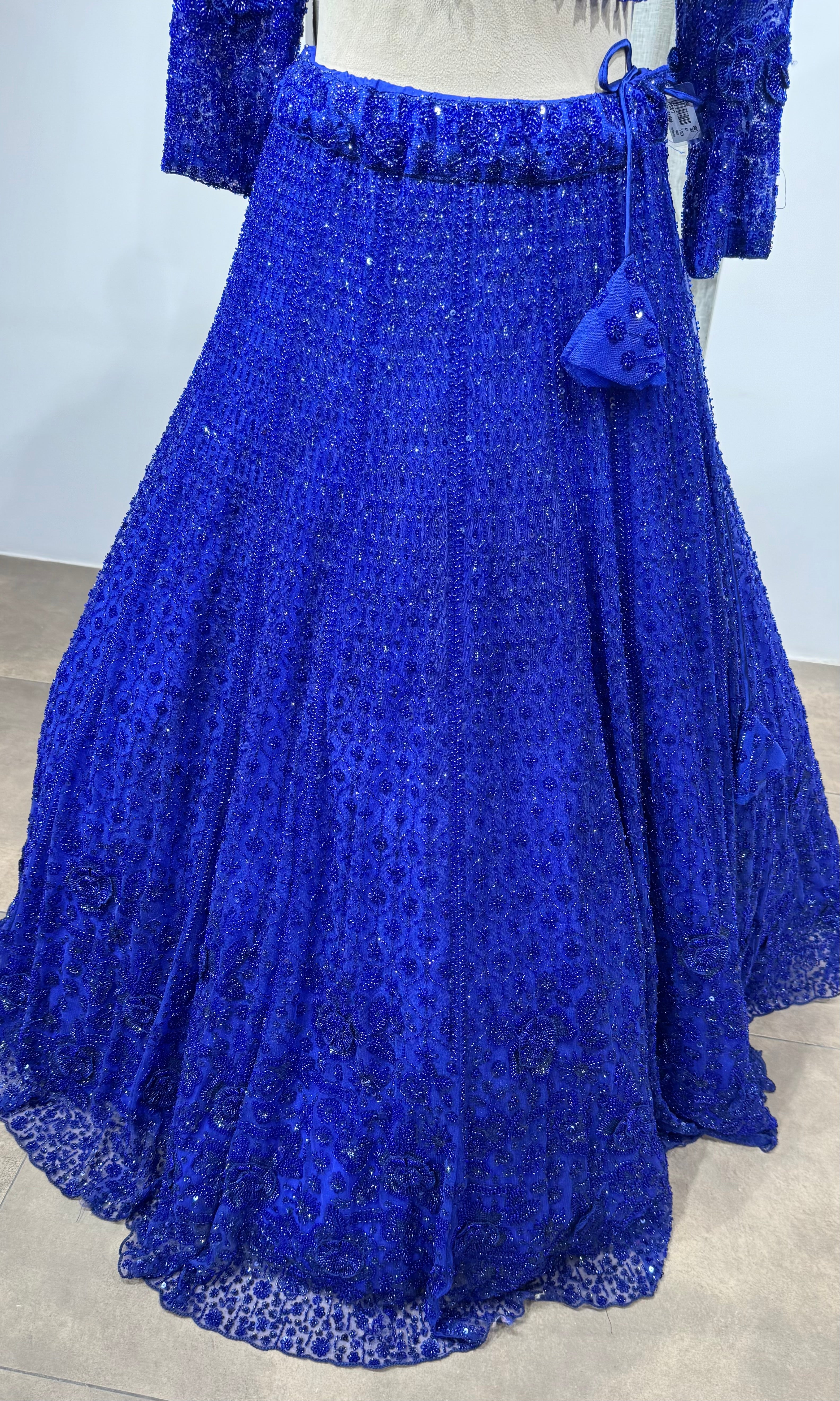 Royal Blue Crystal Embroidered Lehenga Set