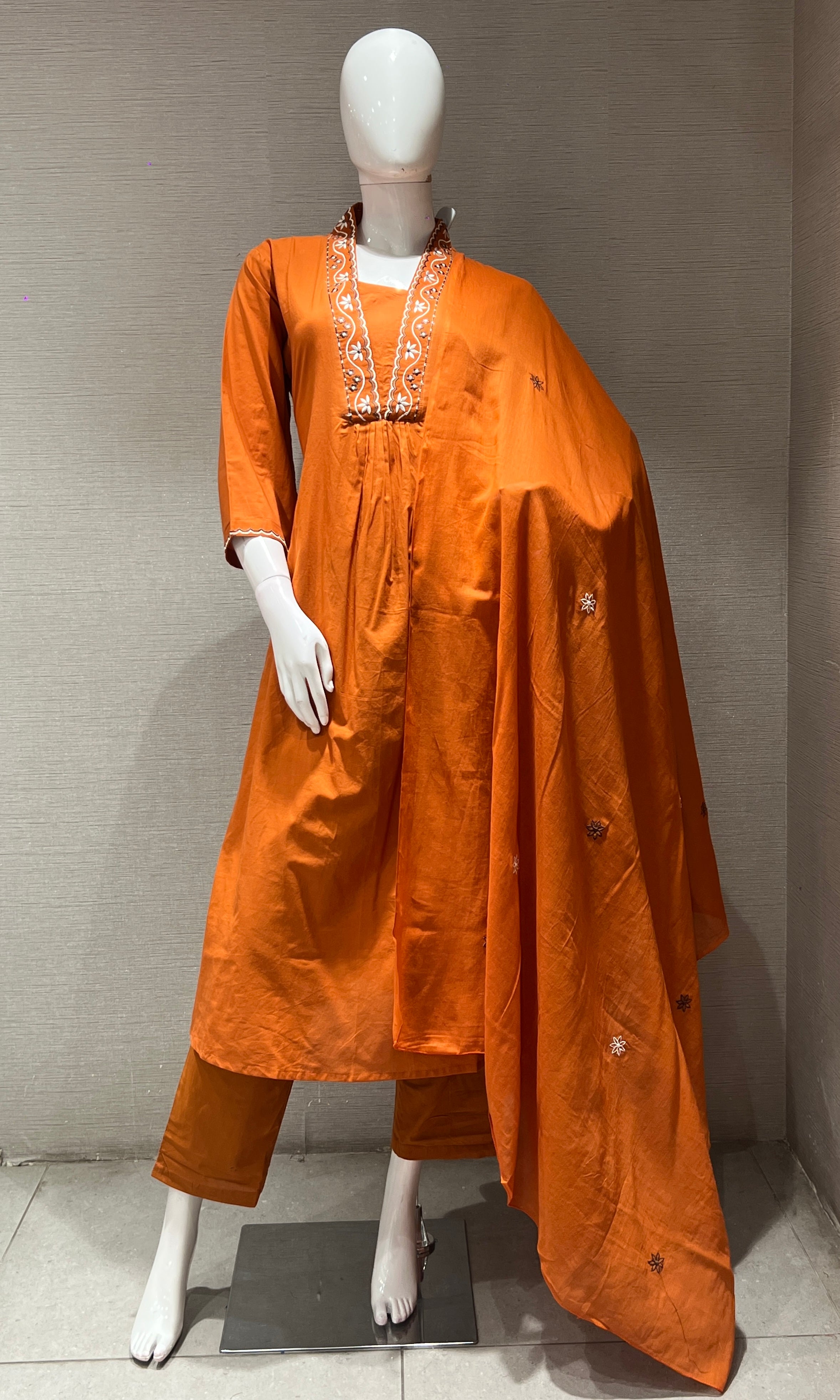 Rust EMBROIDERED kurta set