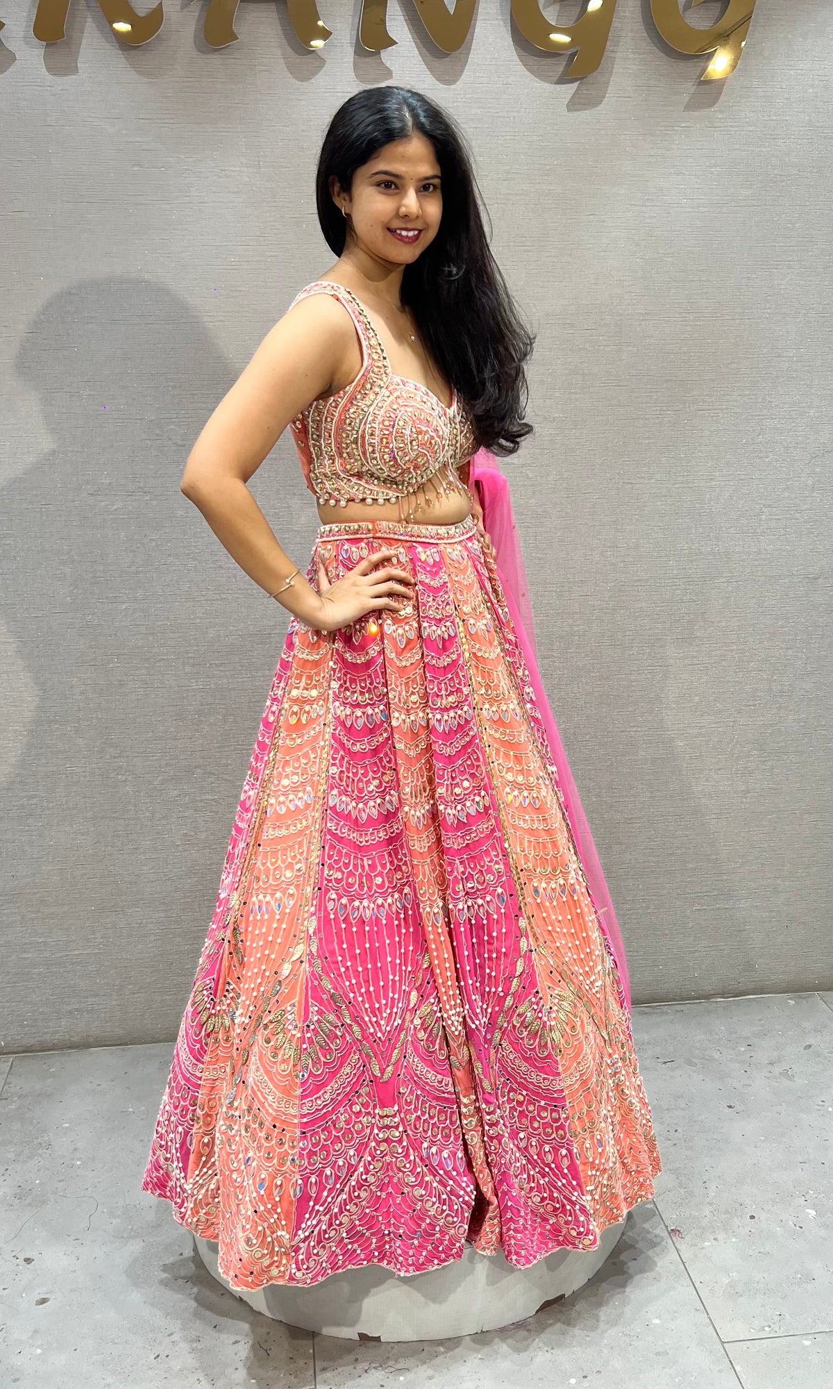 RANI Pink and Orange Glow Lehenga