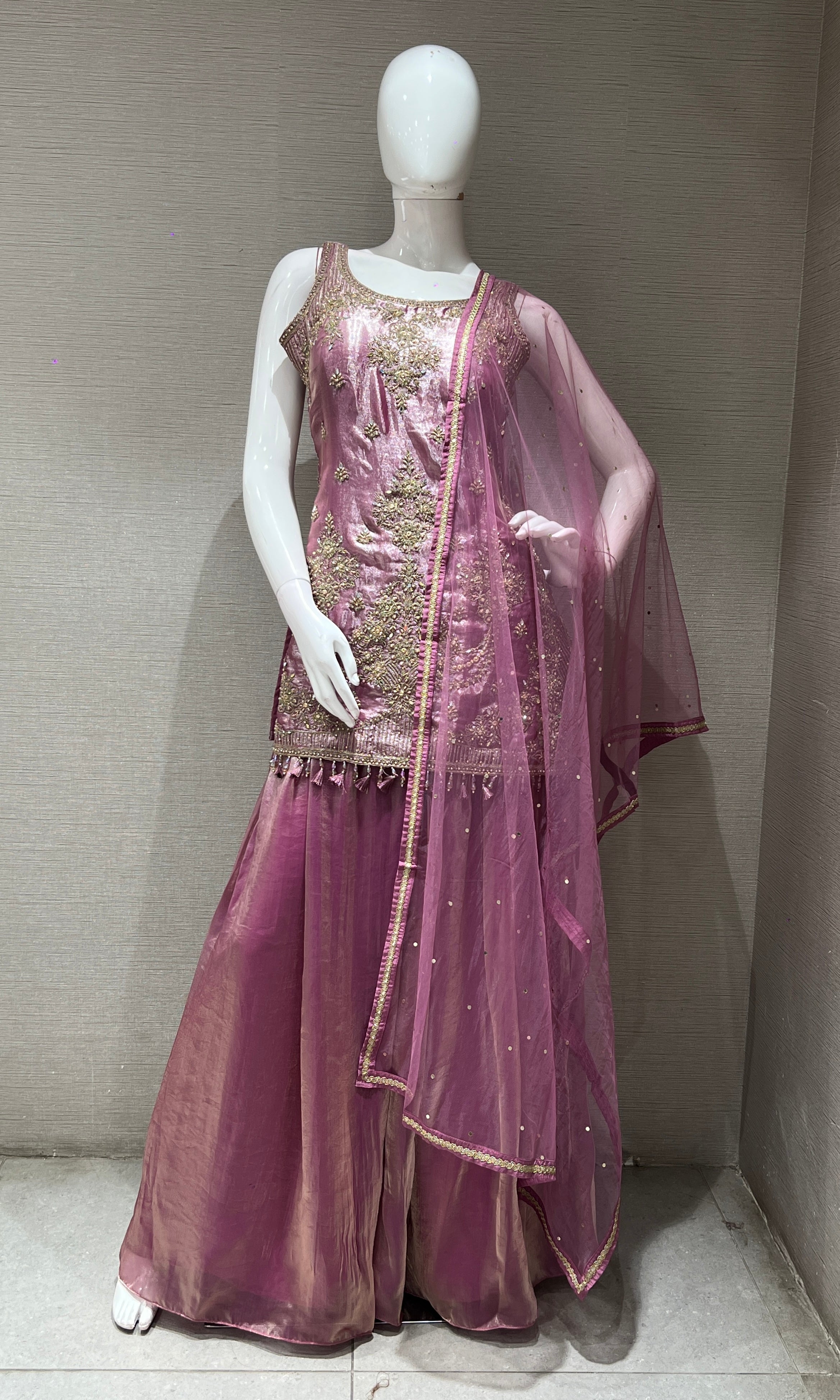 Lilac Embroidered Sharara SET