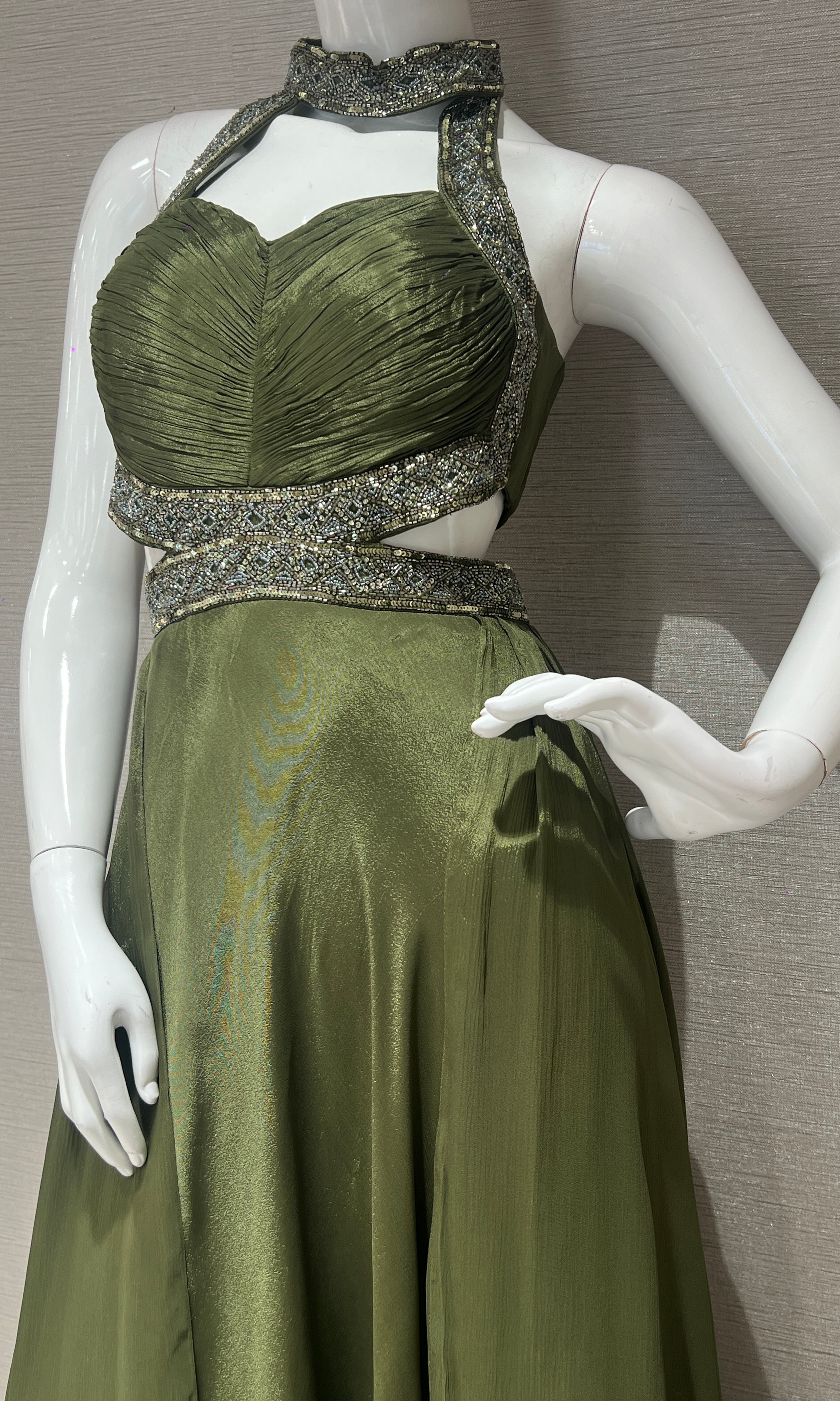 Green long dress