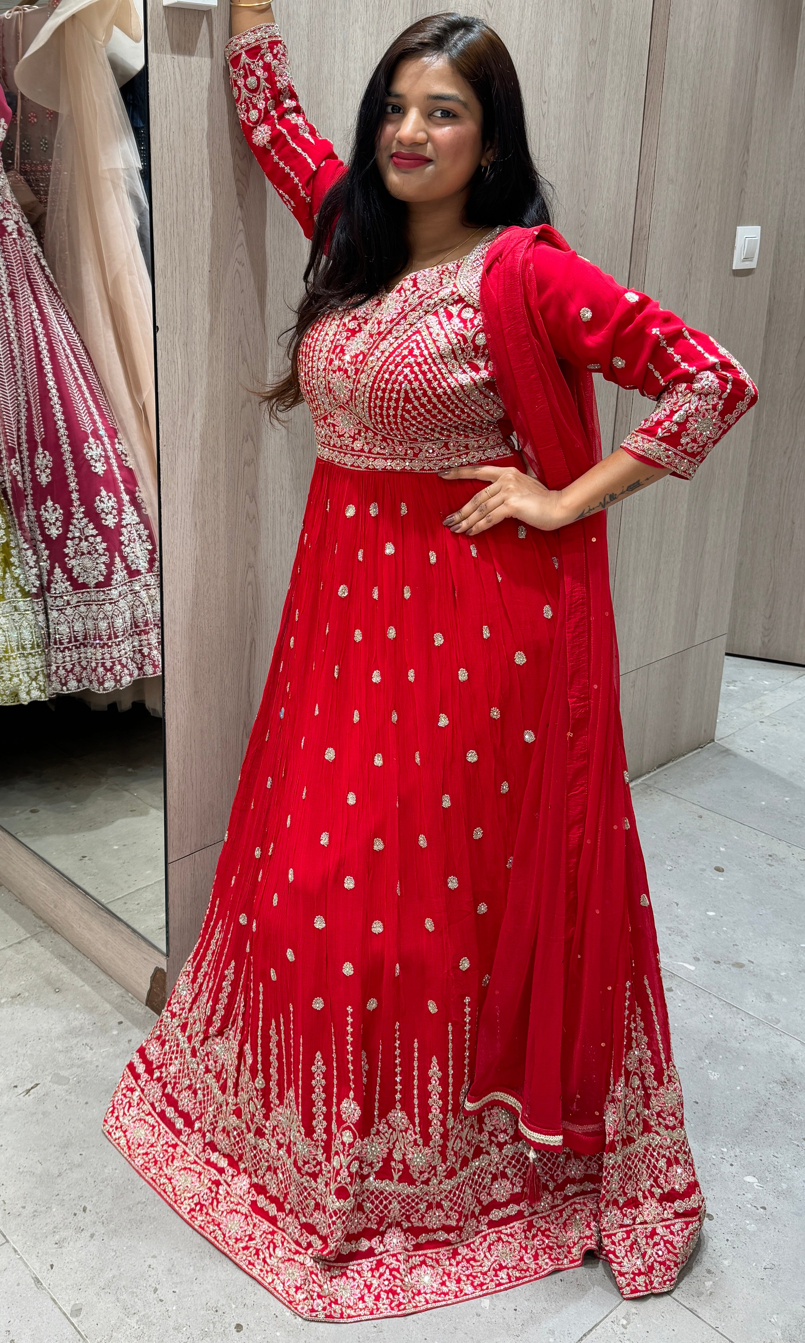 Red long dress