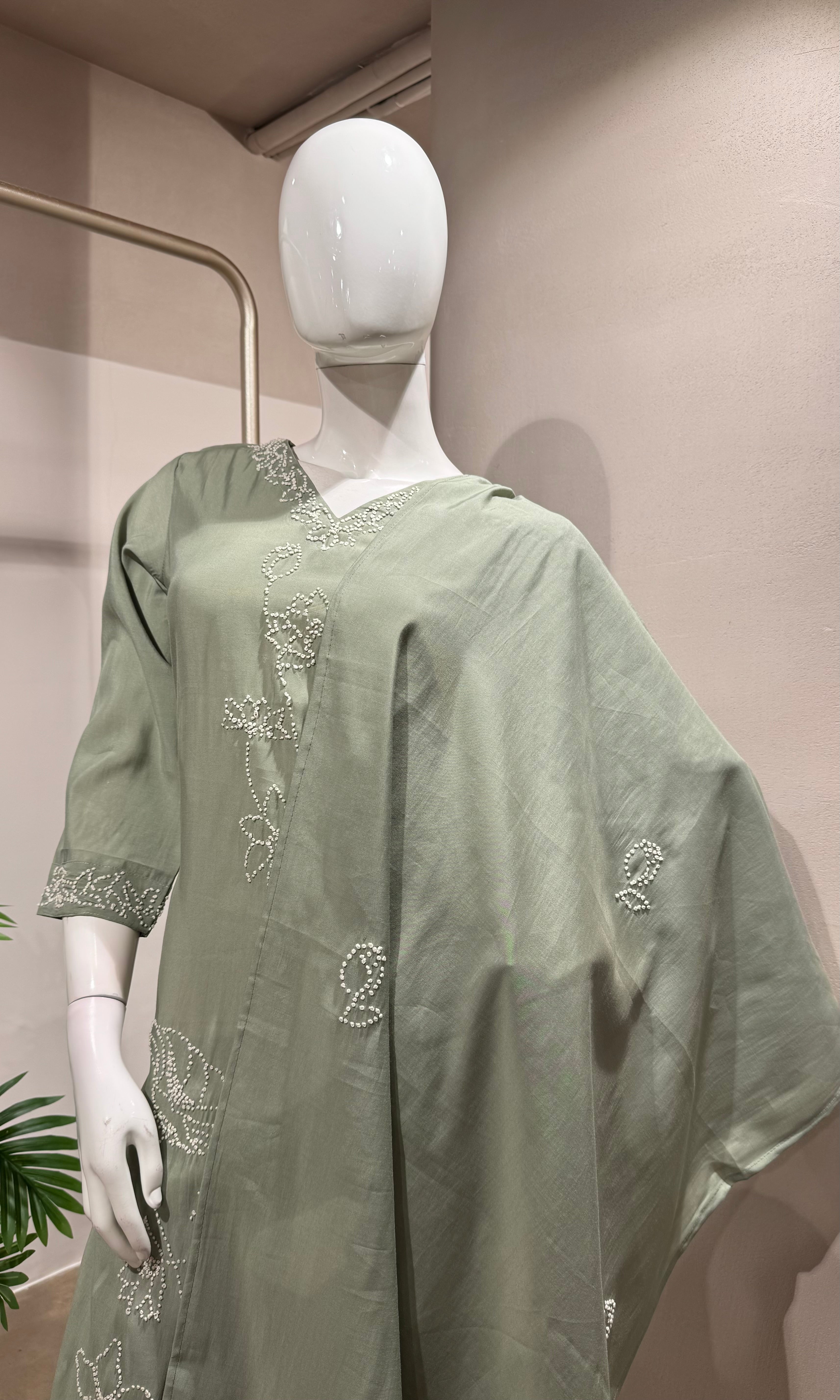 LIGHT Green Floral Embroidered KURTA SET