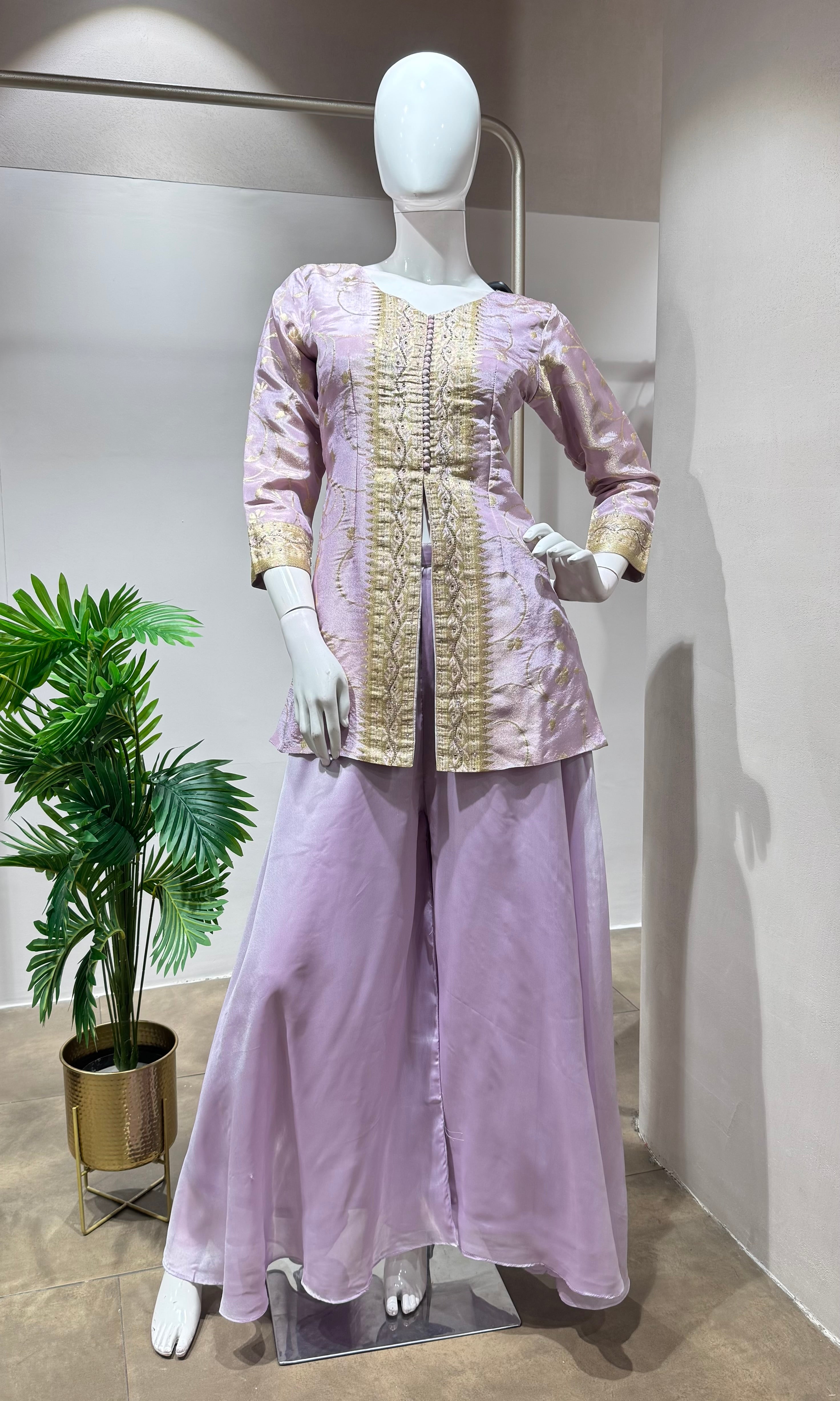 Lavender peplum palazzo set