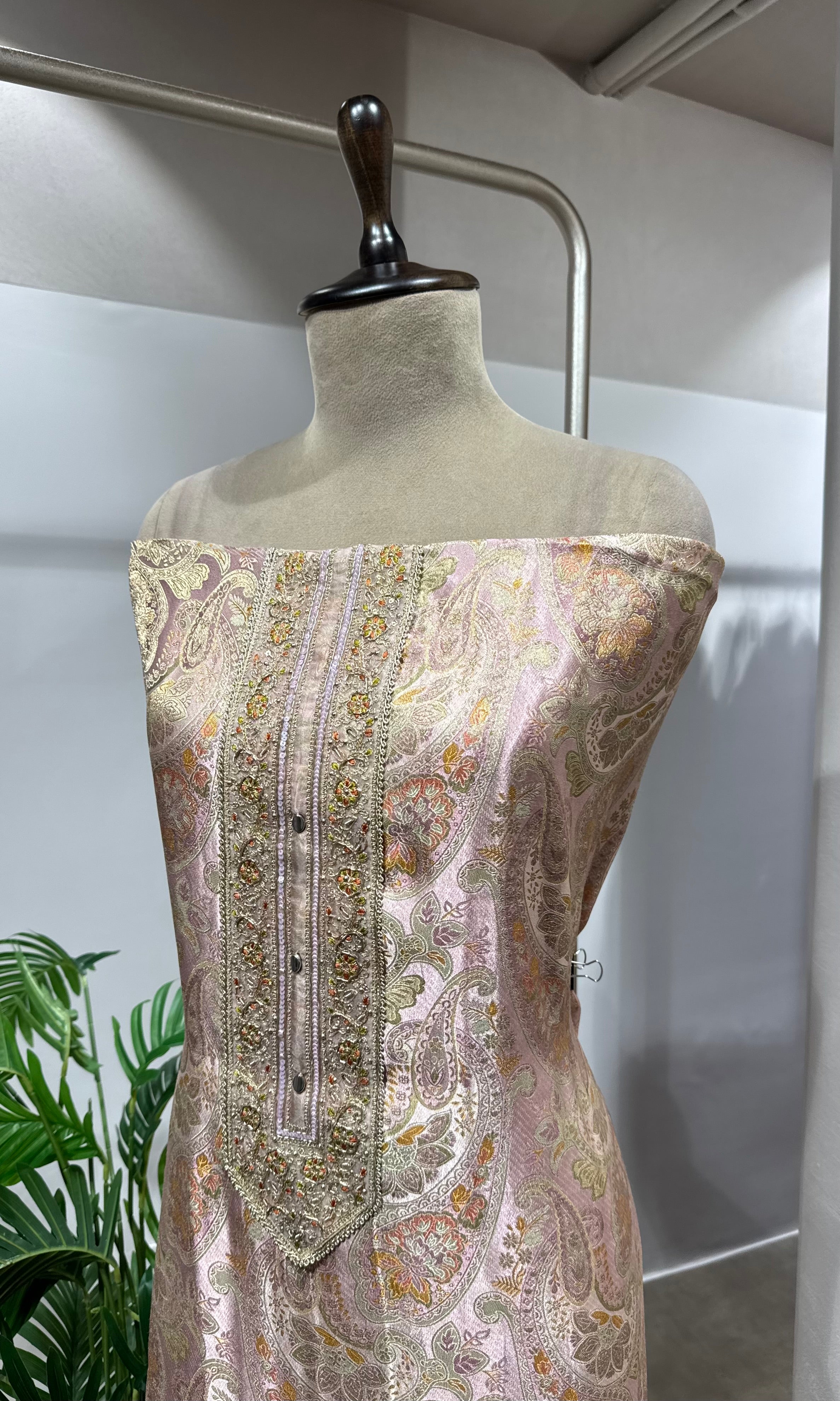 LILAC BANARASI SILK DRESS MATERIAL