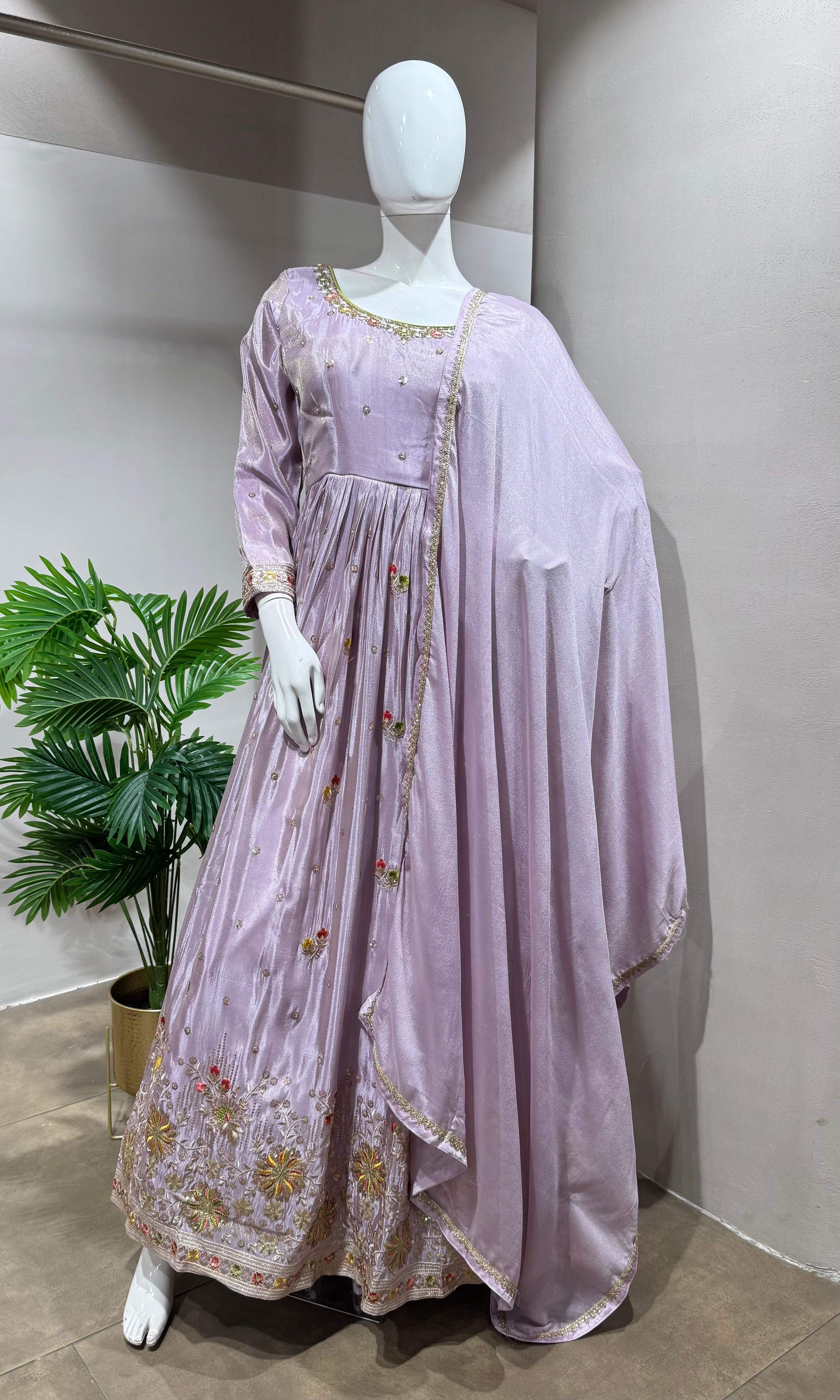 LAVENDER Embroidered Anarkali SET