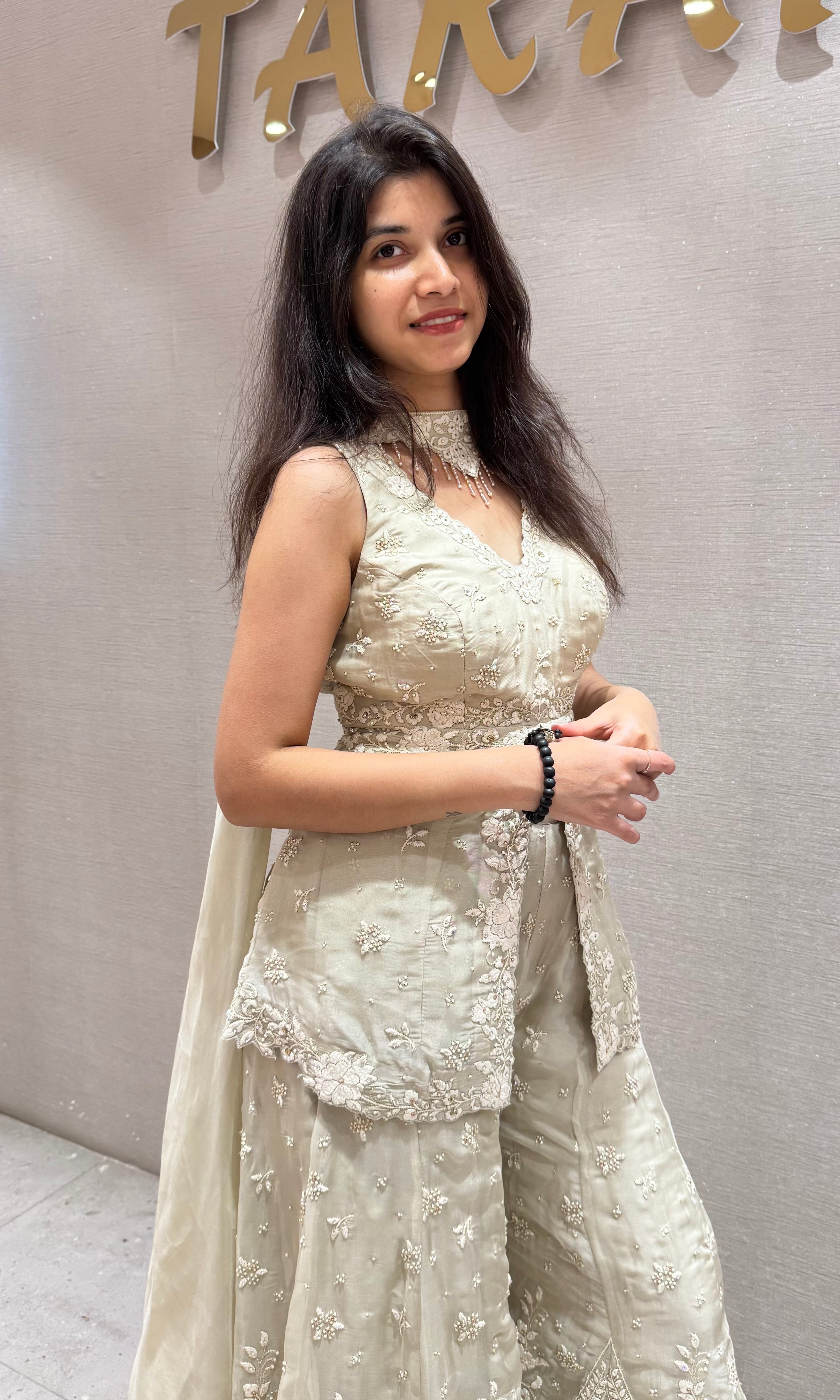 Pista green FRONT SLIT PEPLUM PALAZZO SET