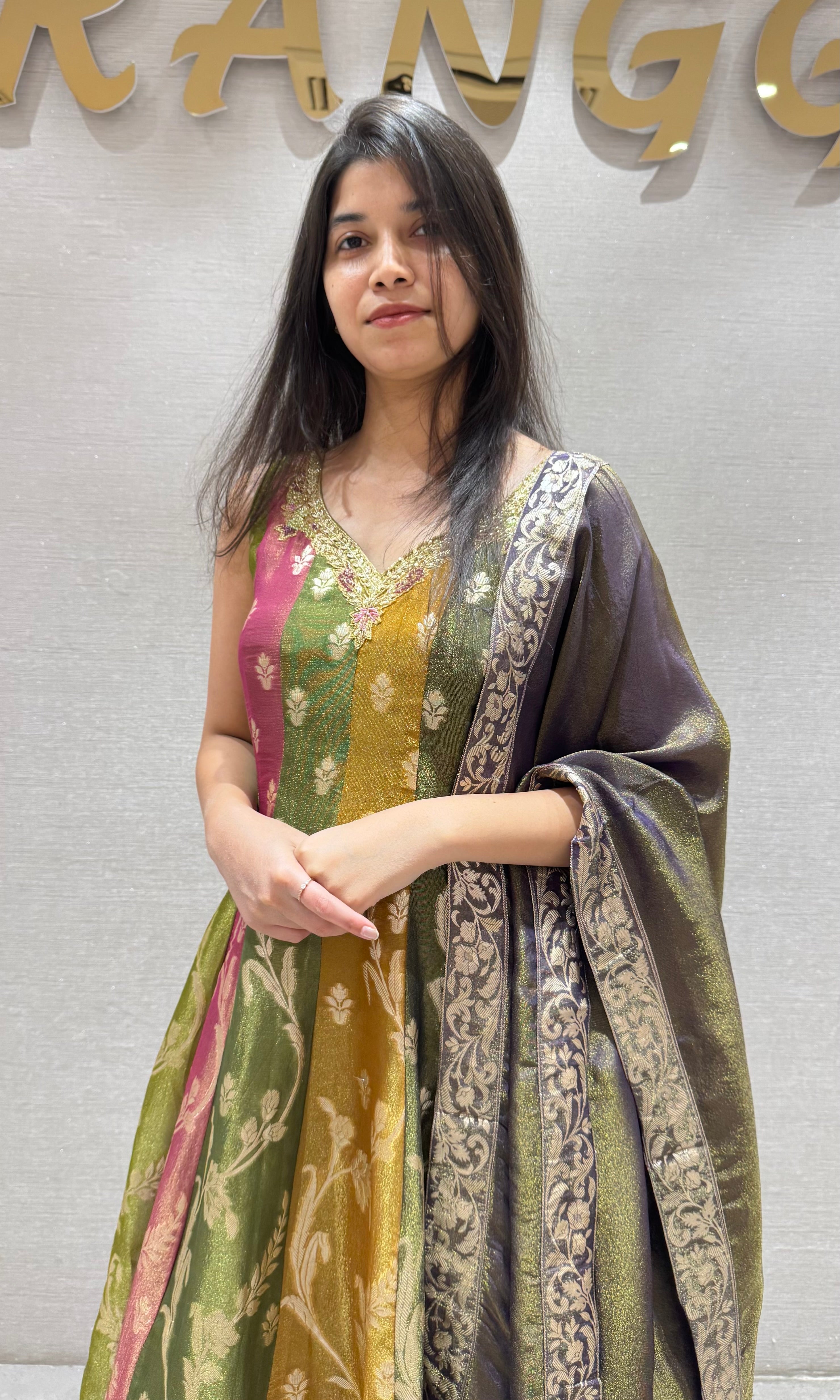 Multi FLORAL BANARASI ANARKALI SET