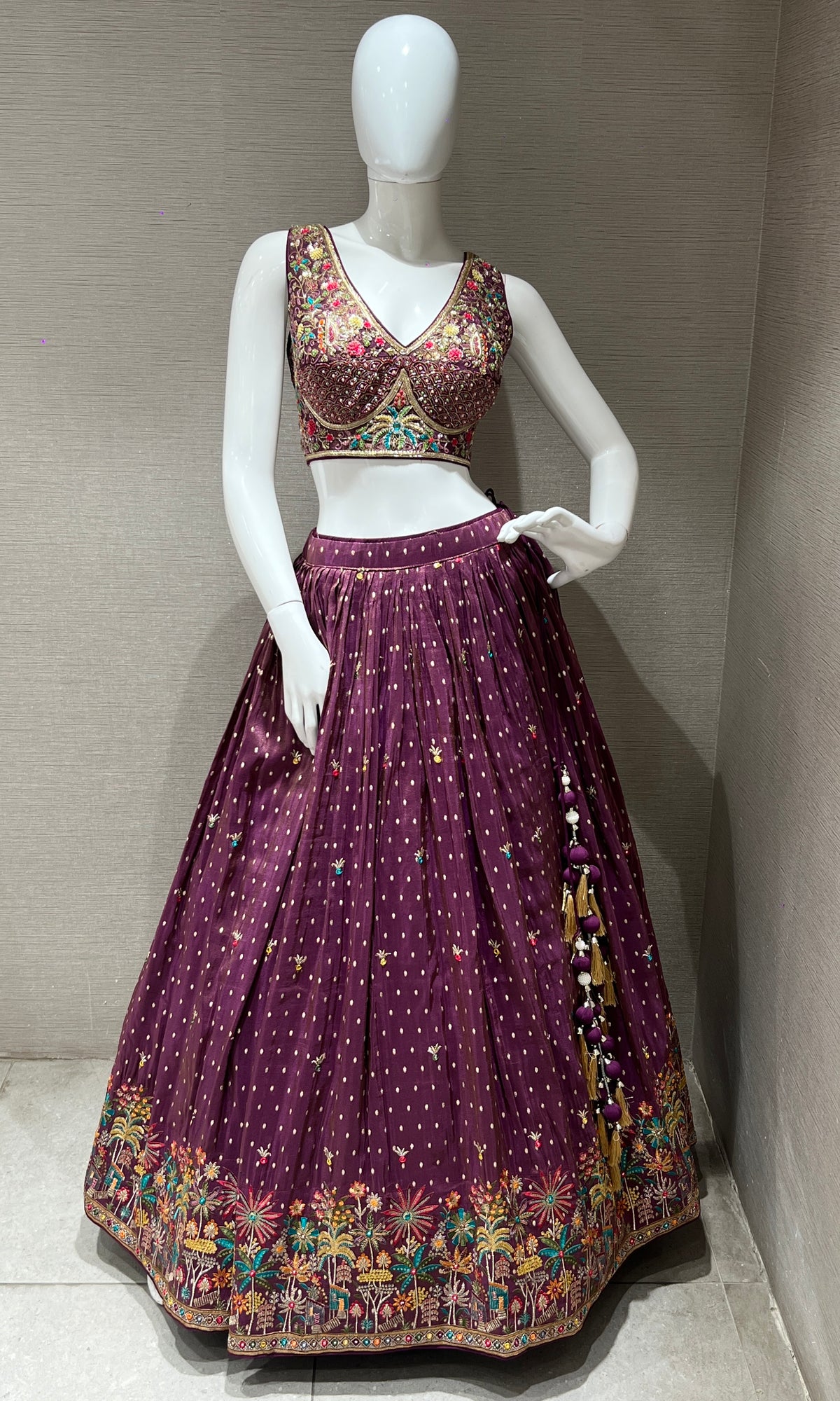 Purple Lehenga with Zari and Sequin Work