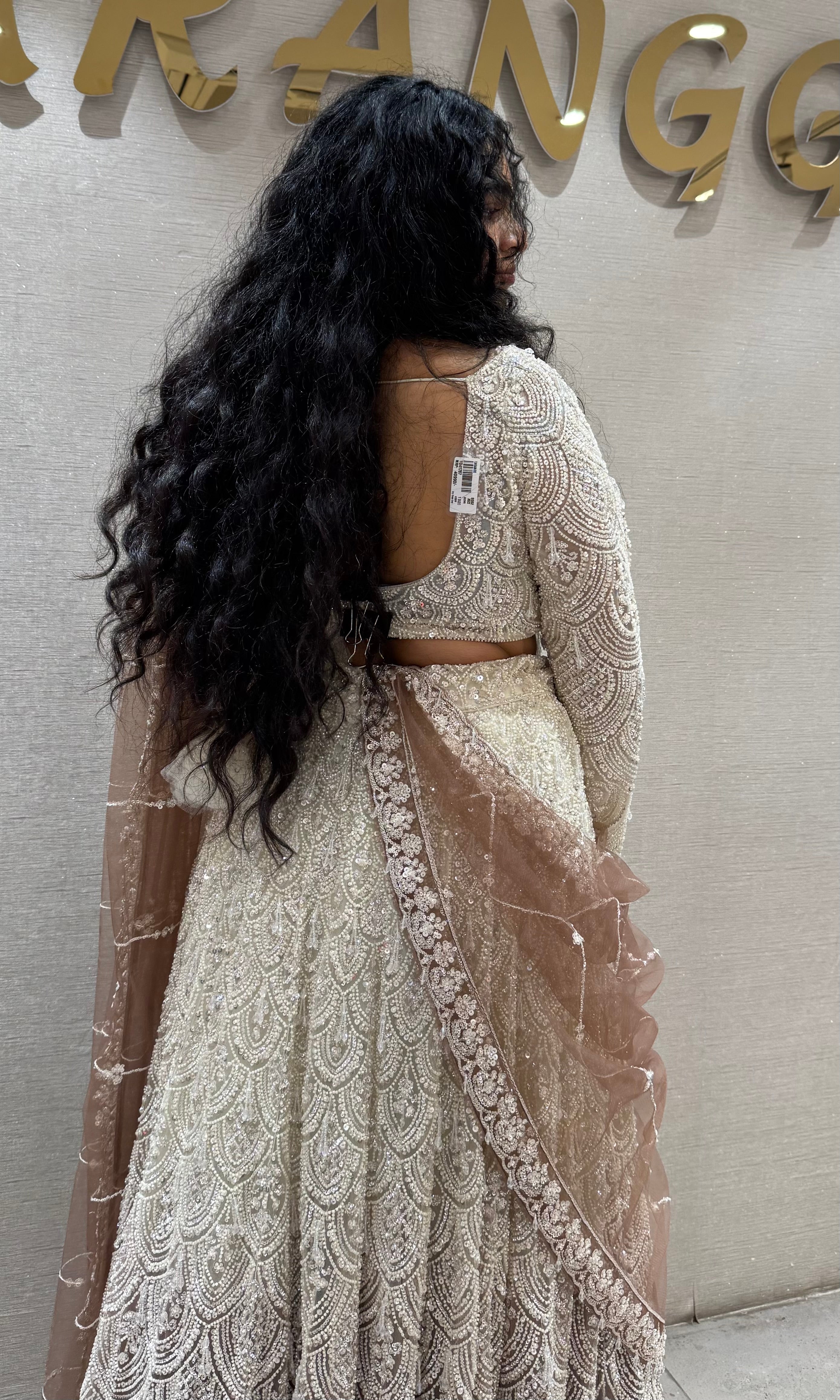 Brown Designer Lehenga with Embellished Net Dupatta