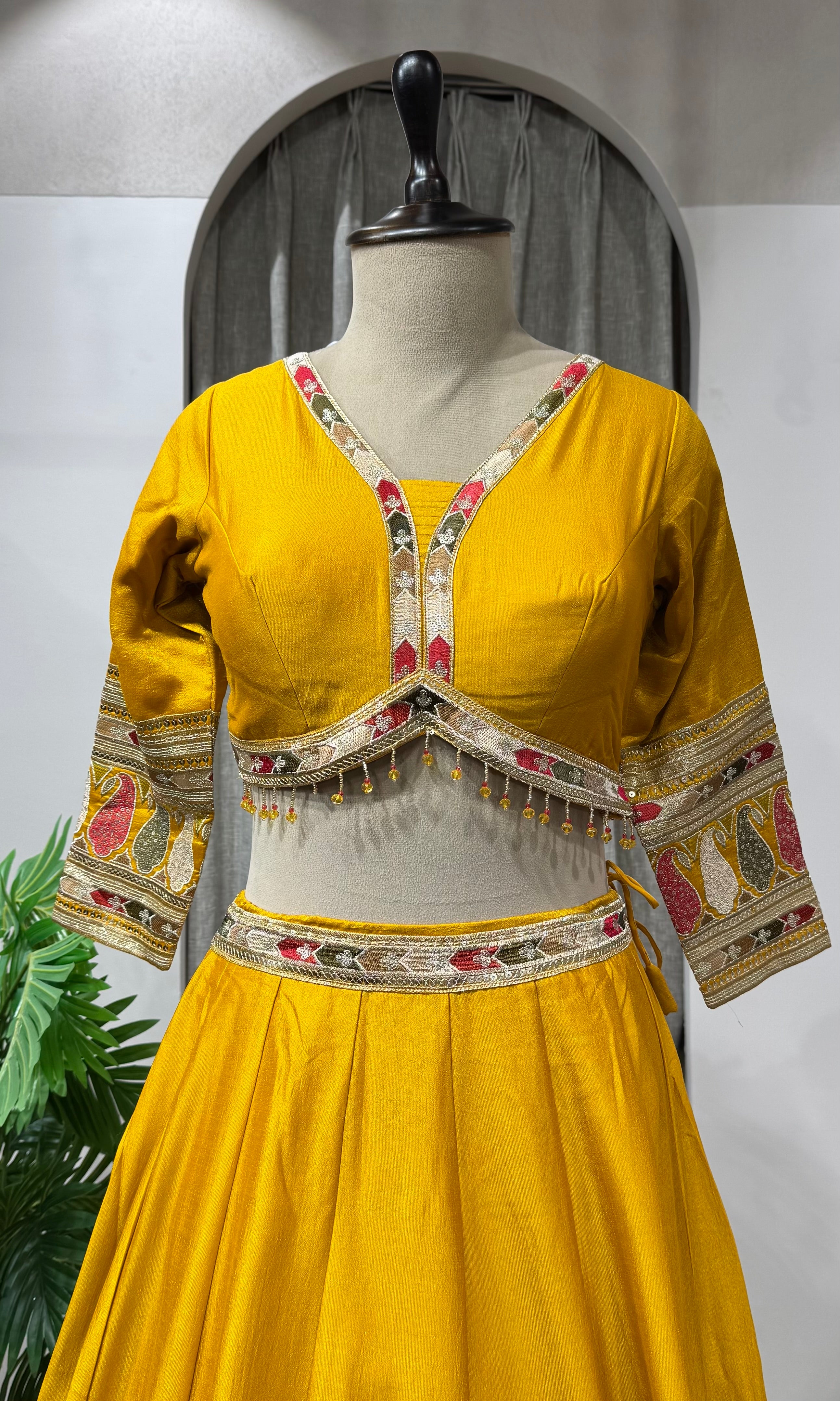 Mustard Yellow Raw Silk Haldi Lehenga Set