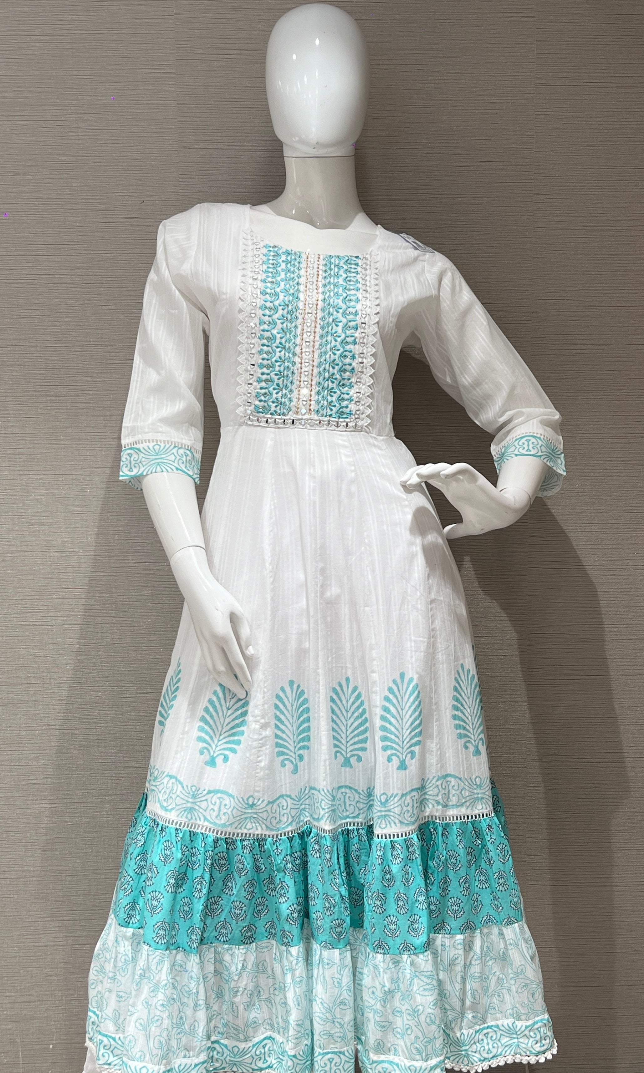 Green Anarkali frock with straight pant k222