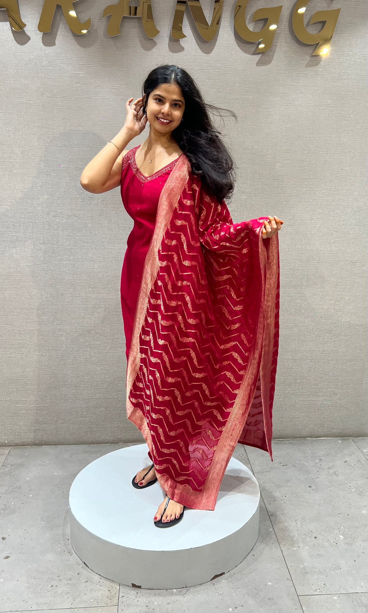 Pink Chanderi Embroidered Kurta set with Dupatta