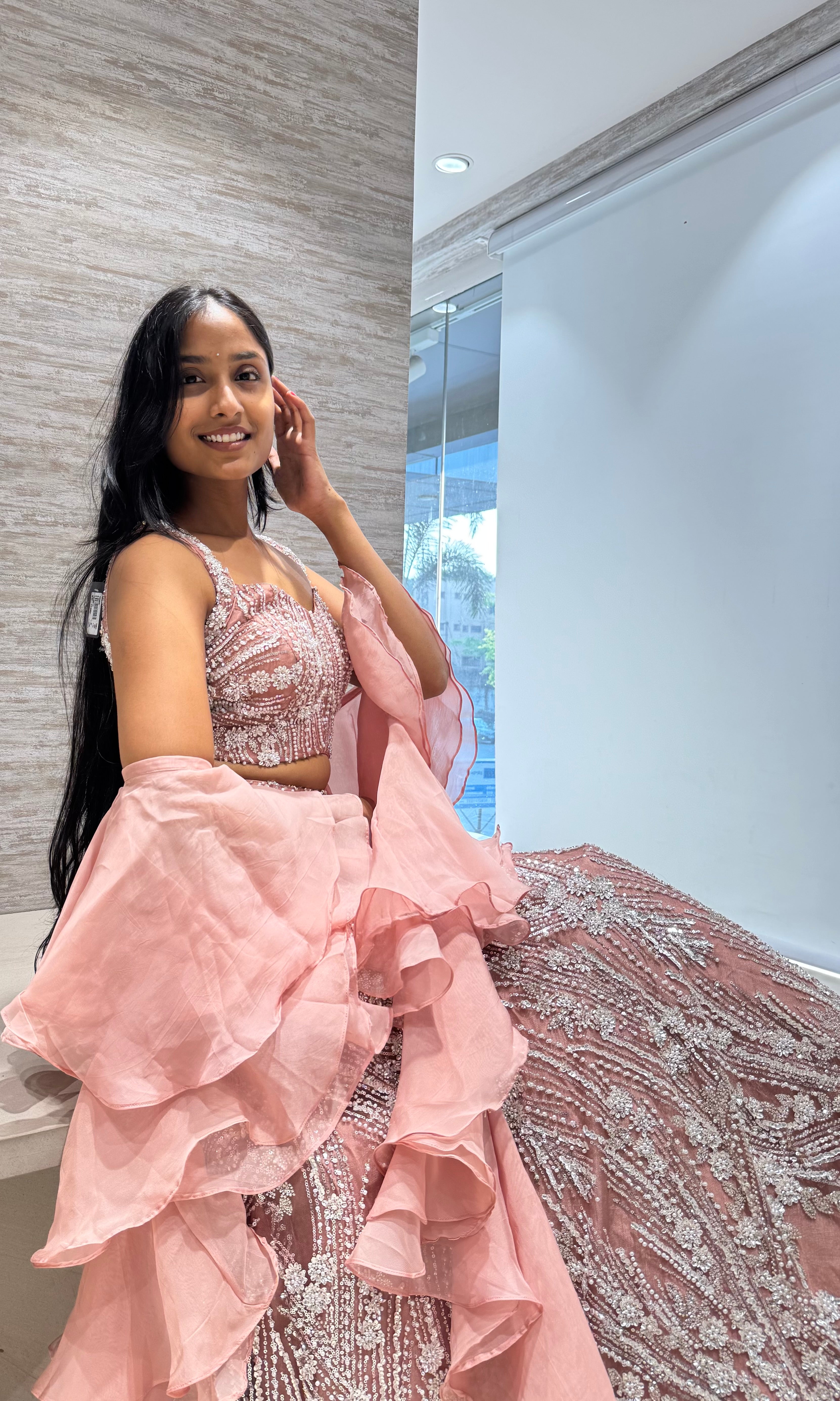 ONION PINK INTRICATE EMBROIDERED LEHENGA