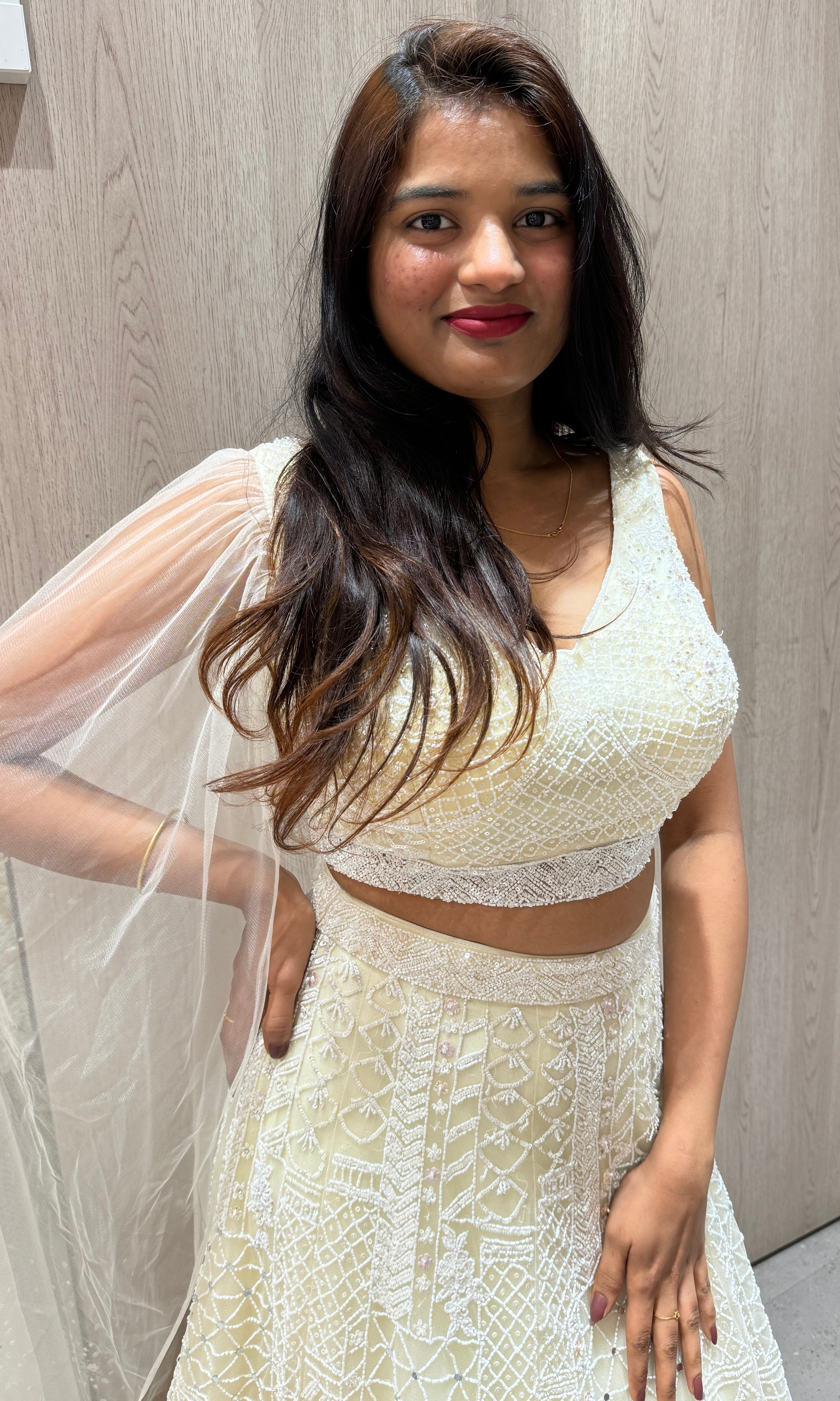 White Lehenga with moti work embroidery designs 1000