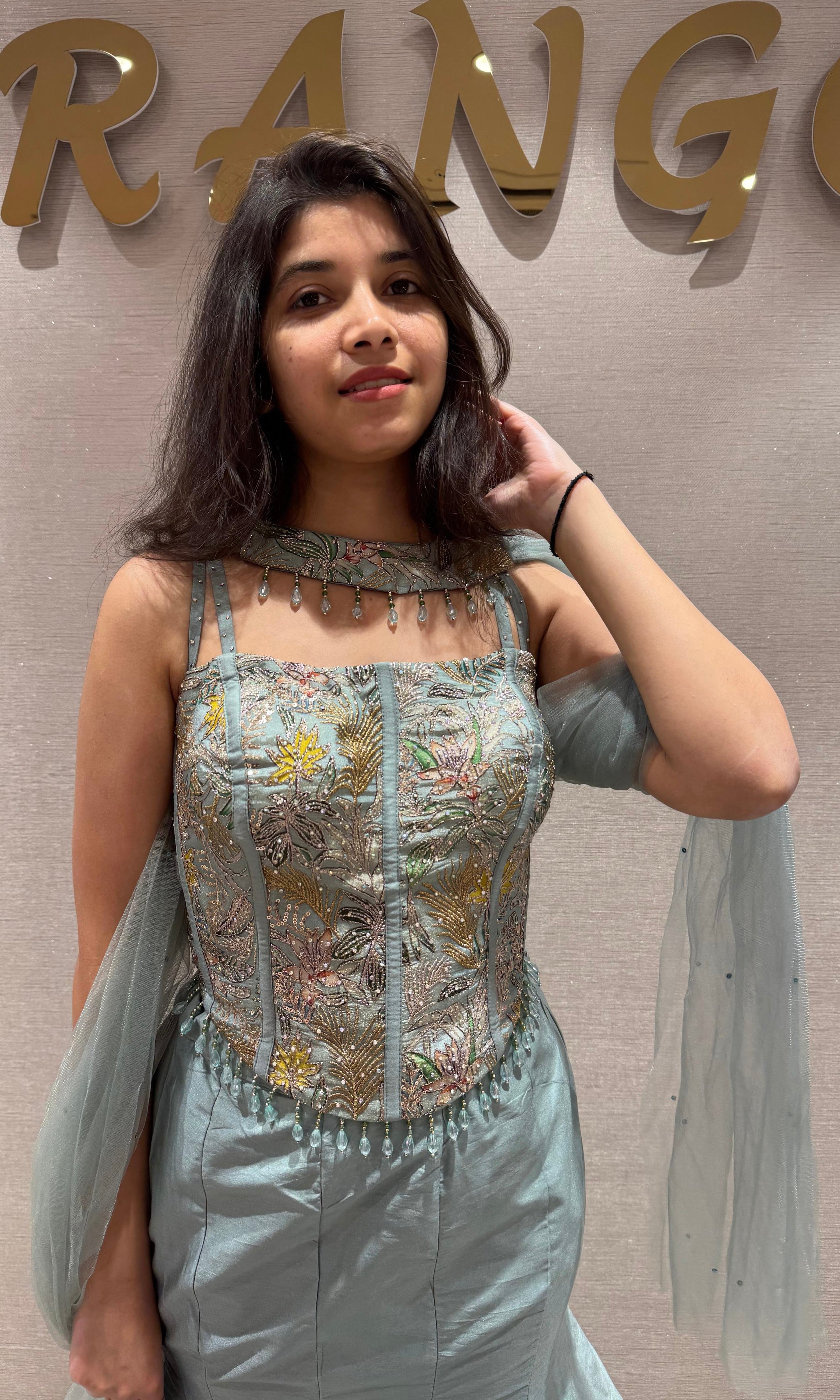 ICY MINT BLUE MERMAID LEHENGA SET