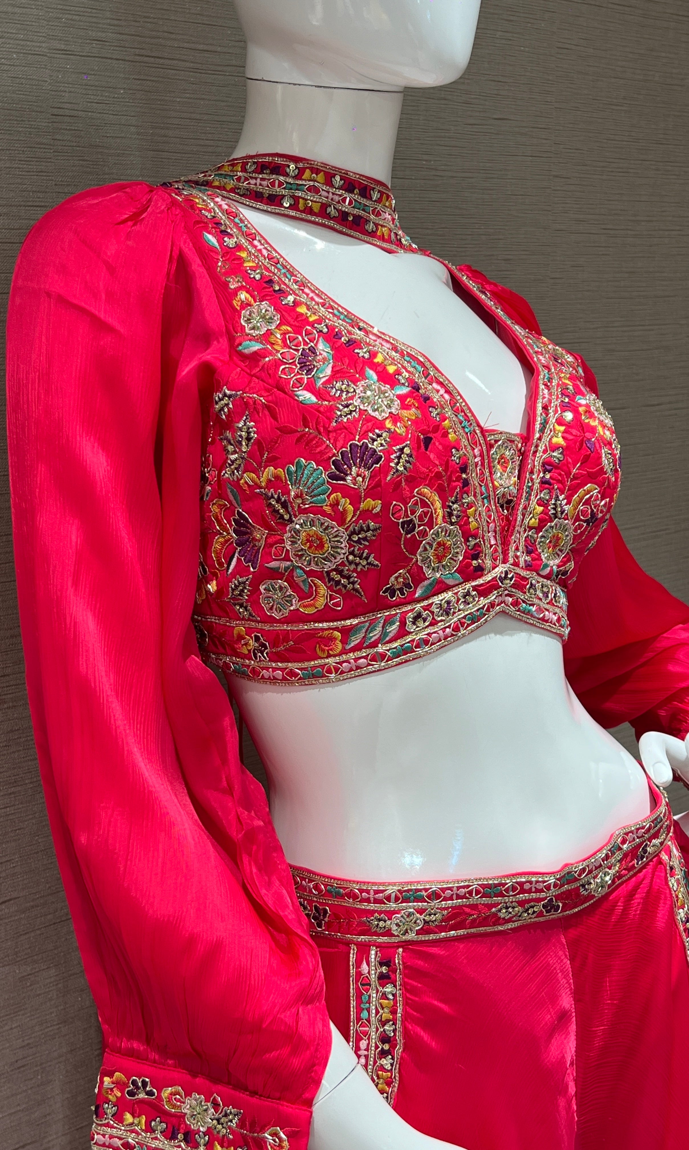 Pink palazzo with crop top
