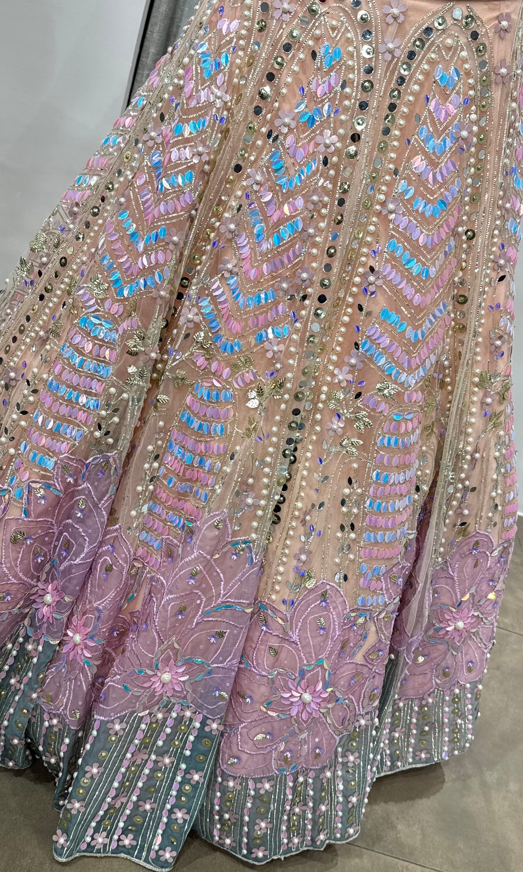 PEACH Pastel Multicolor Designer Lehenga Set