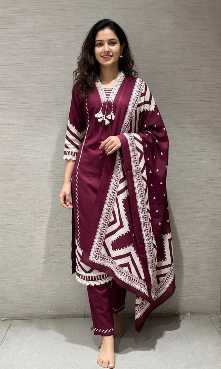 Wine kurta set