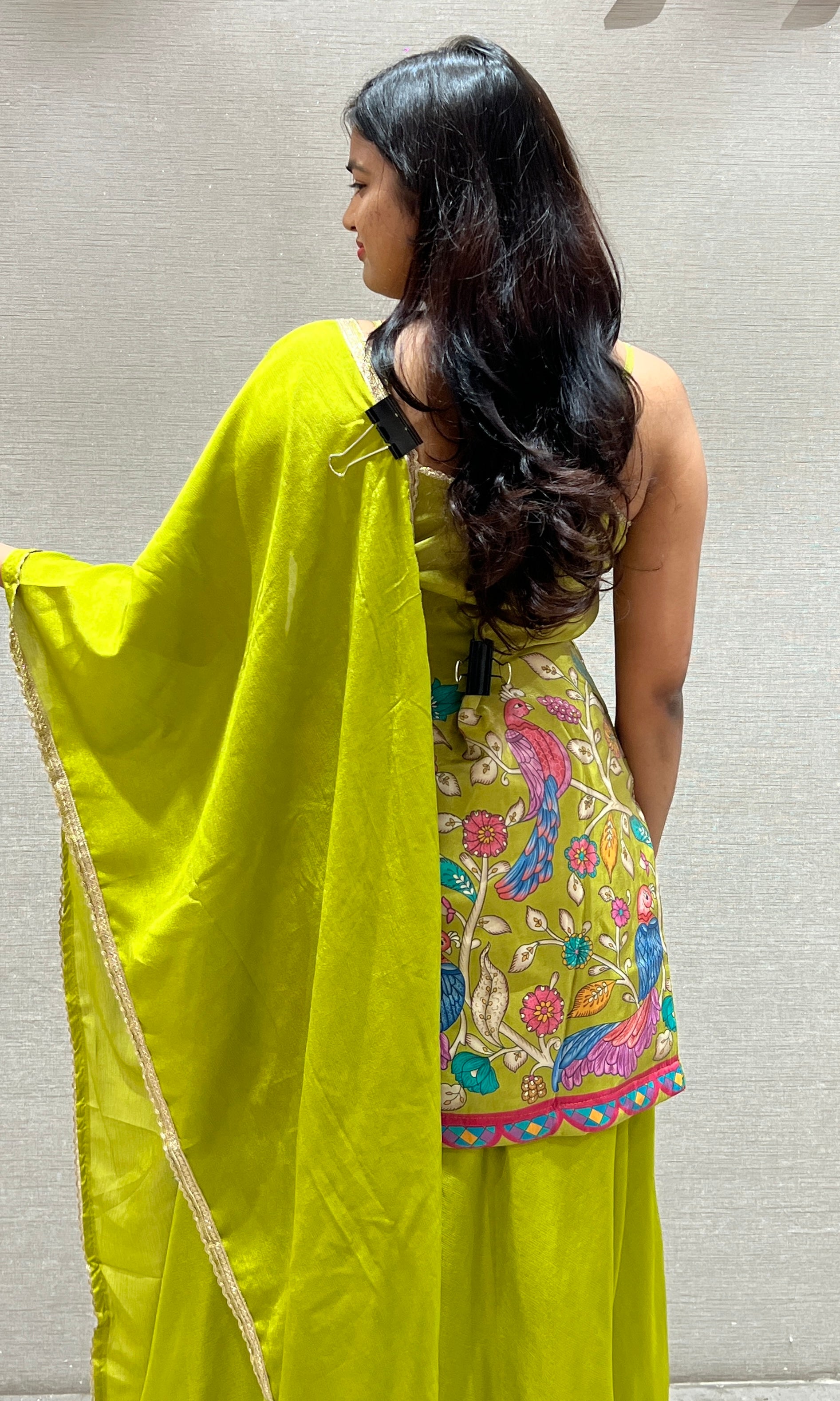 Parrot Green Embroidered Sharara Set