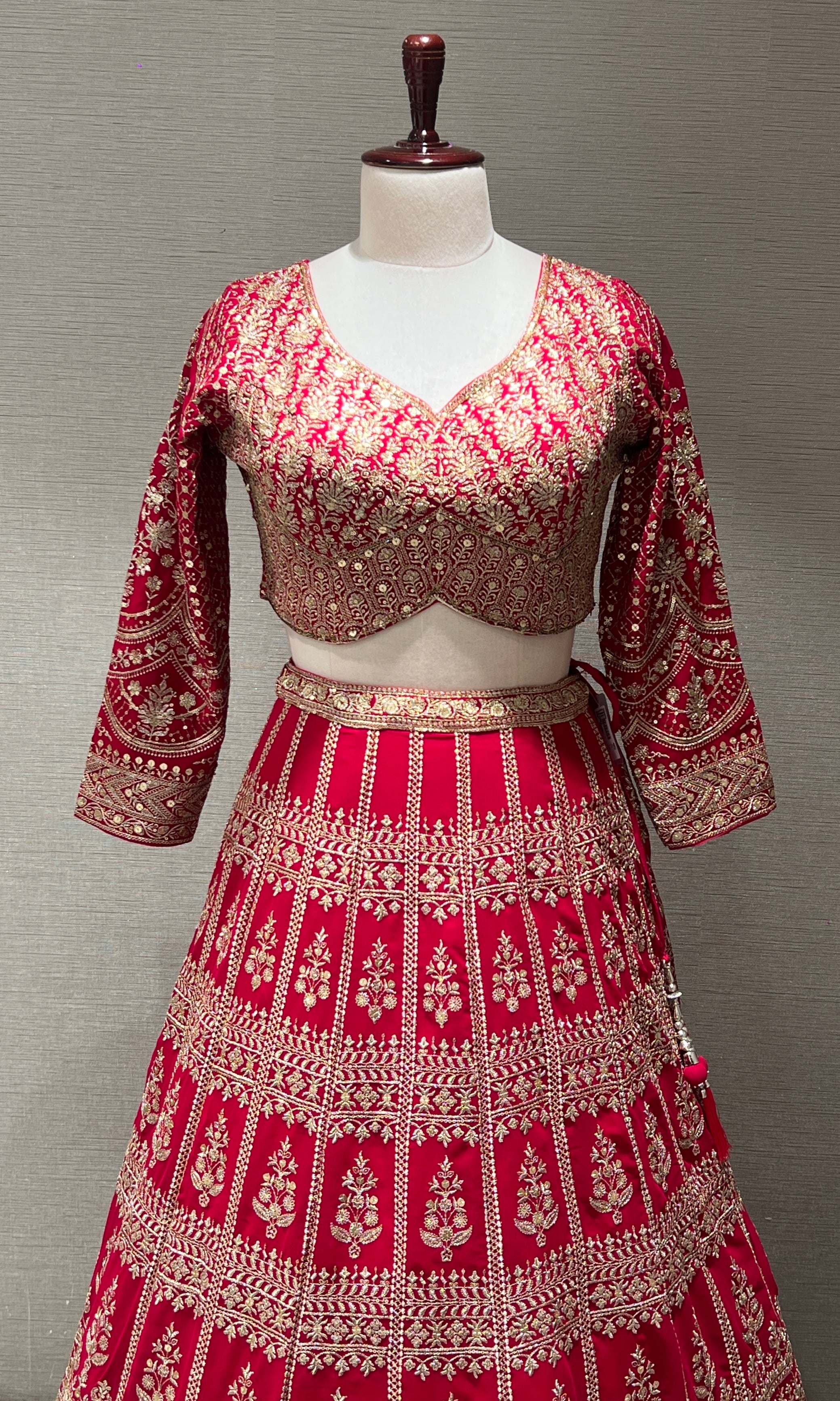 Pink Zari Lehenga with Golden Embroidery
