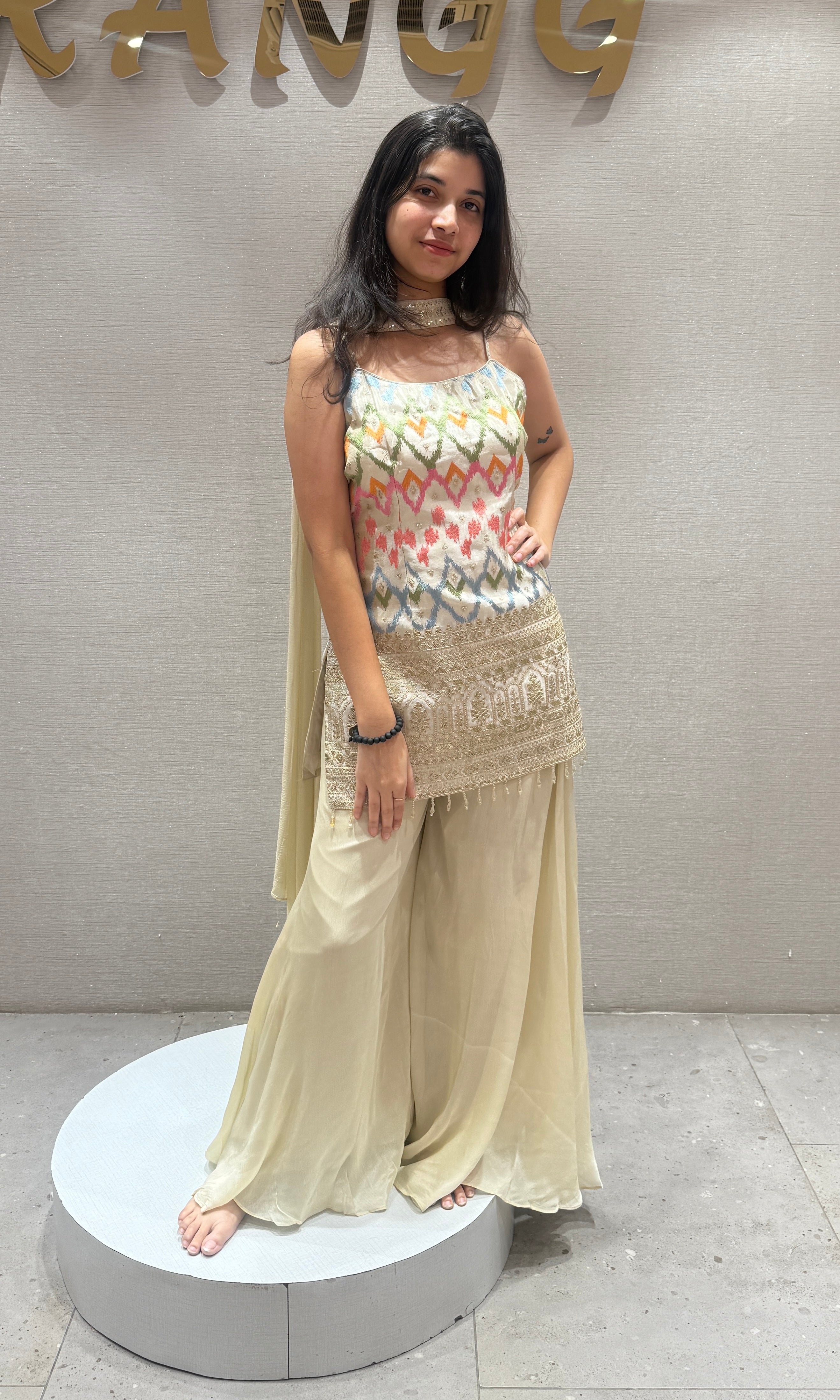 CREAM Multicolour EMBROIDERED Sharara Set