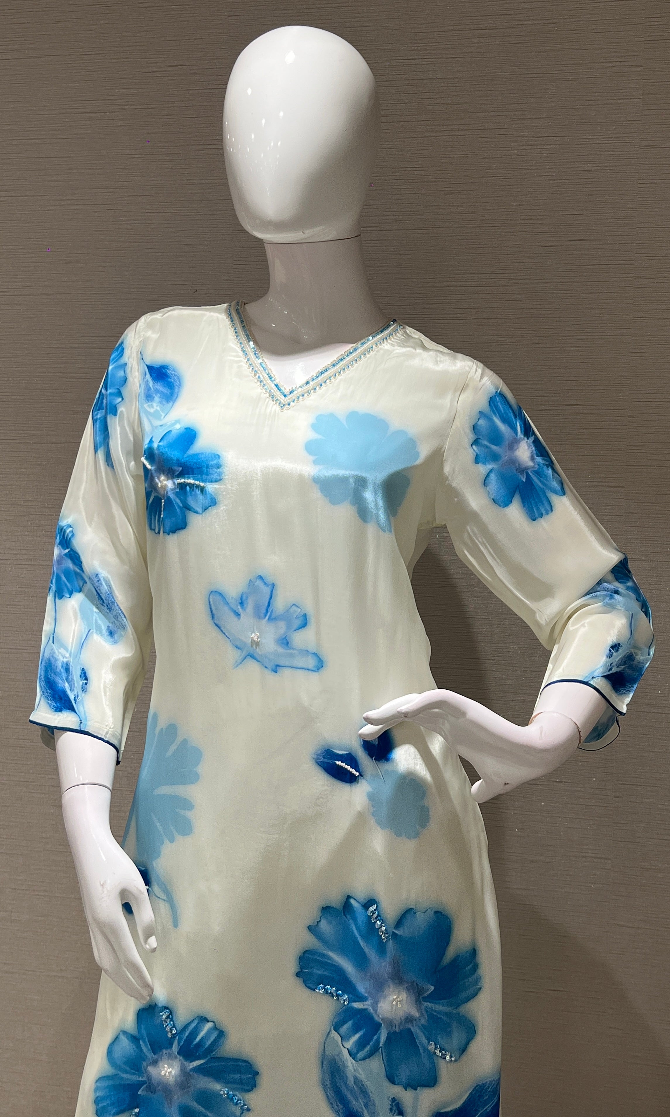 cream floral printed kurta set