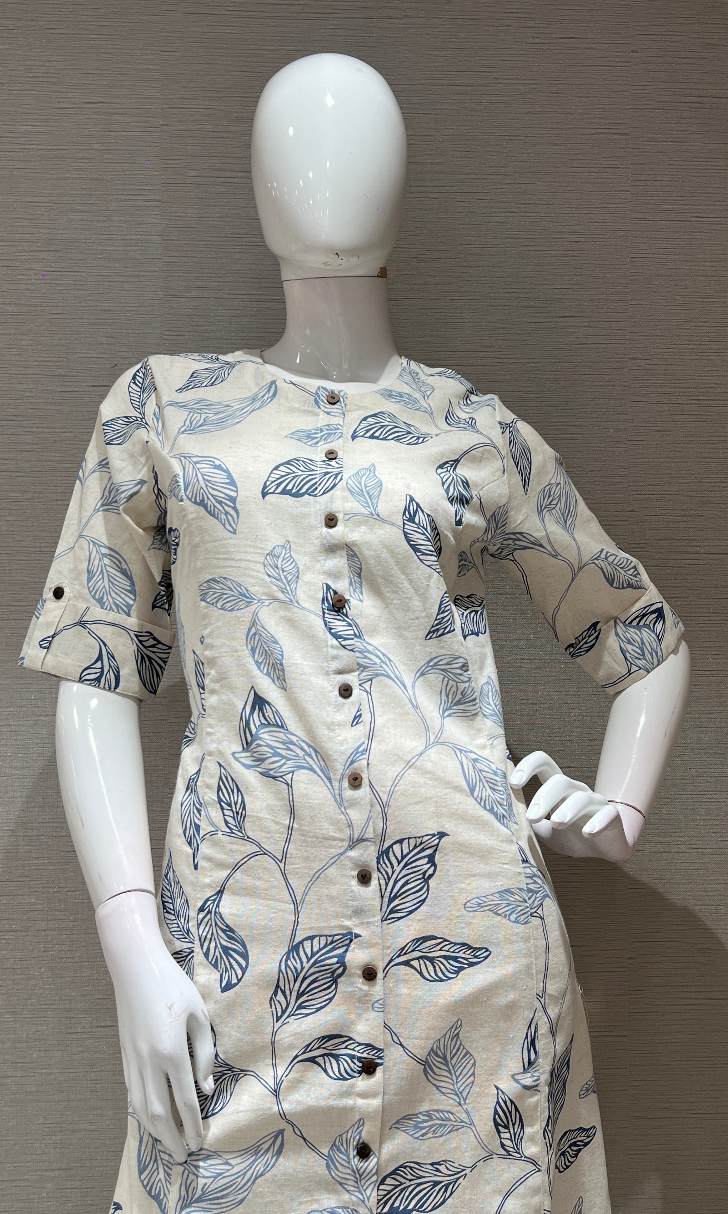 Navy blue LEAF PRINT KURTI