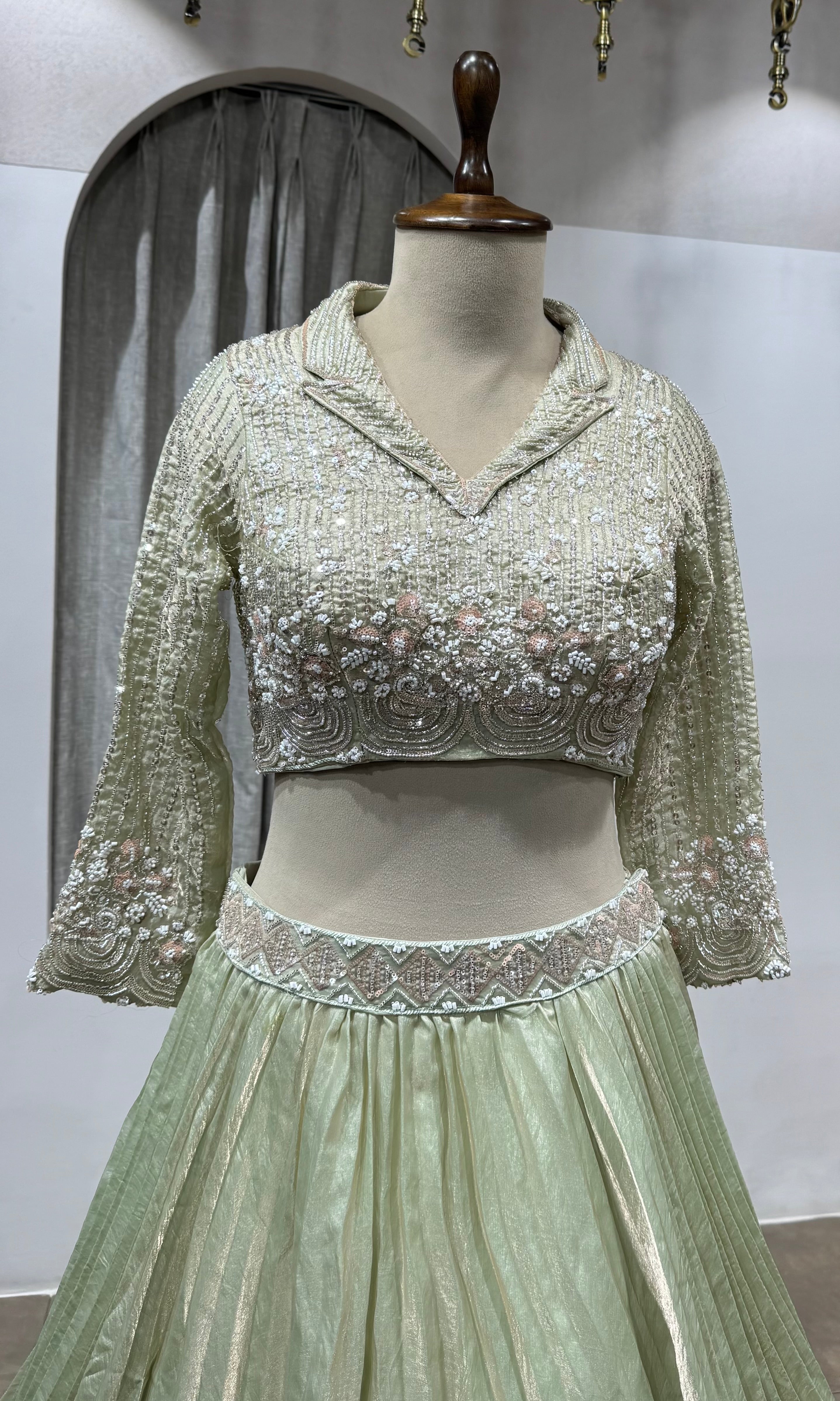 Light Green Embroidered Designer Lehenga Set