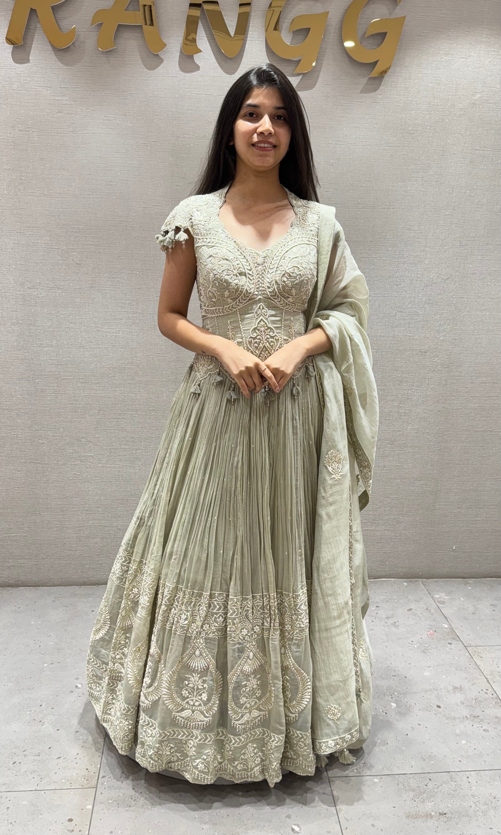 LIGHT GREY Embroidered Lehenga set
