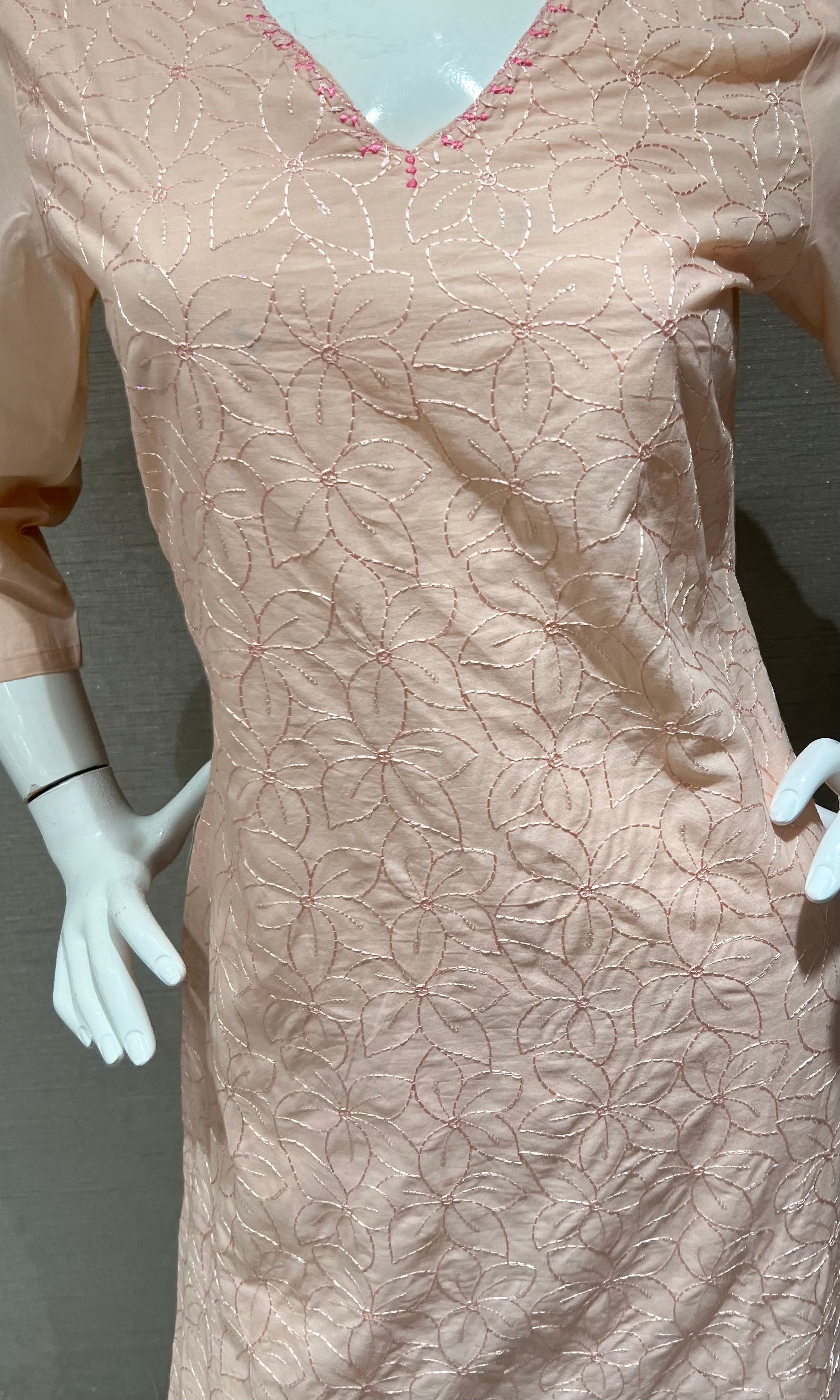 Peach Floral Kurta Set with Matching Dupatta