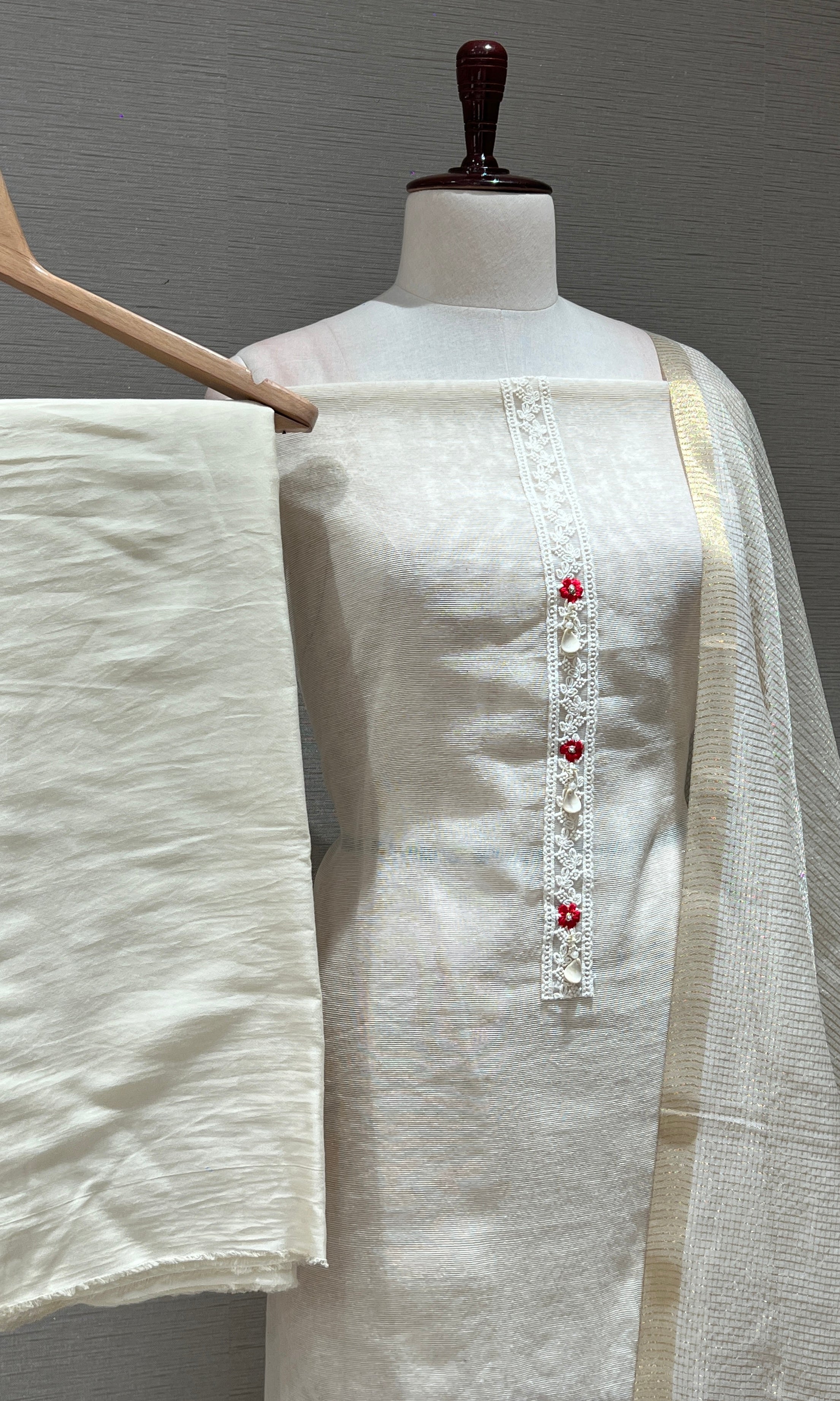 Cream FLORAL dress material