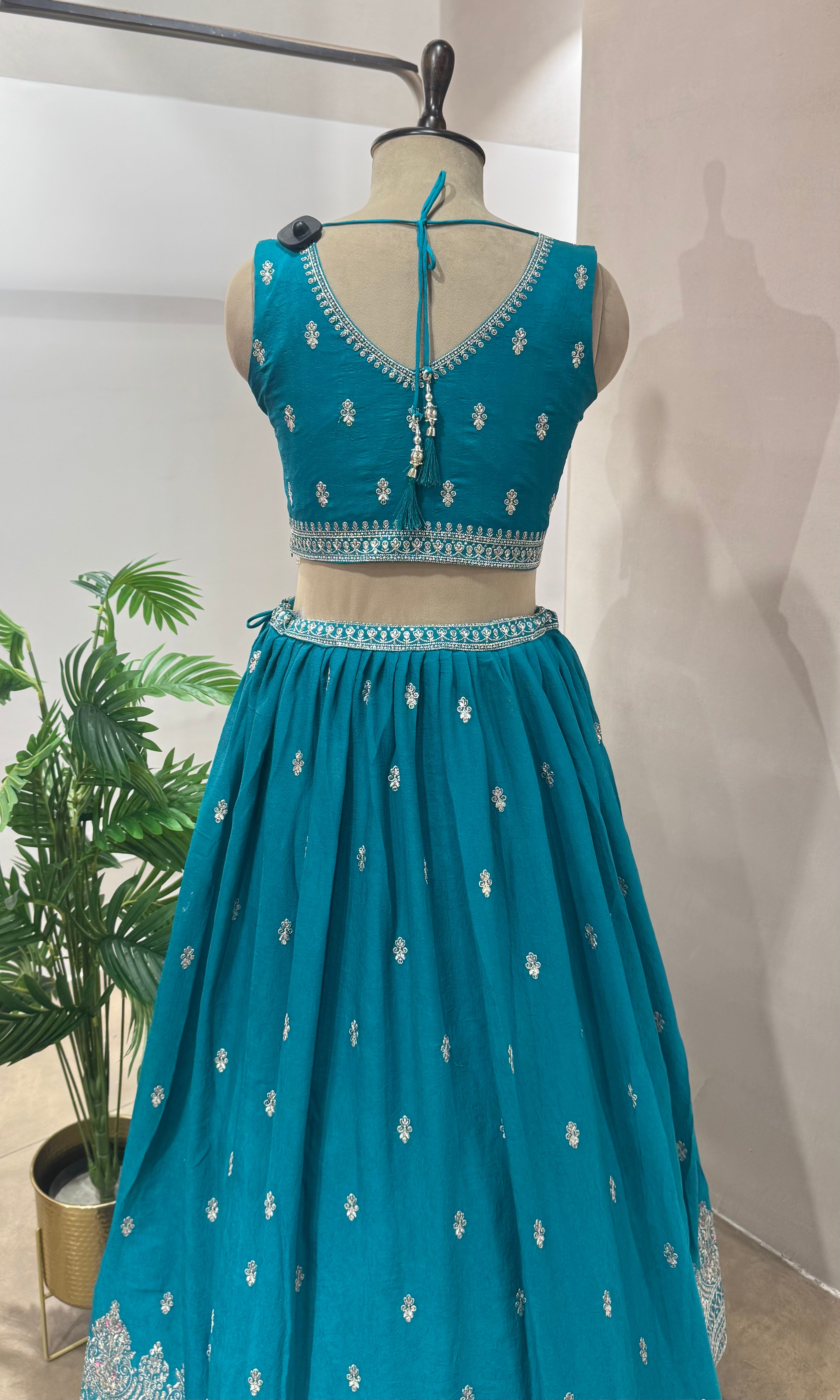 RAMA Blue Elegant Embroidery Lehenga