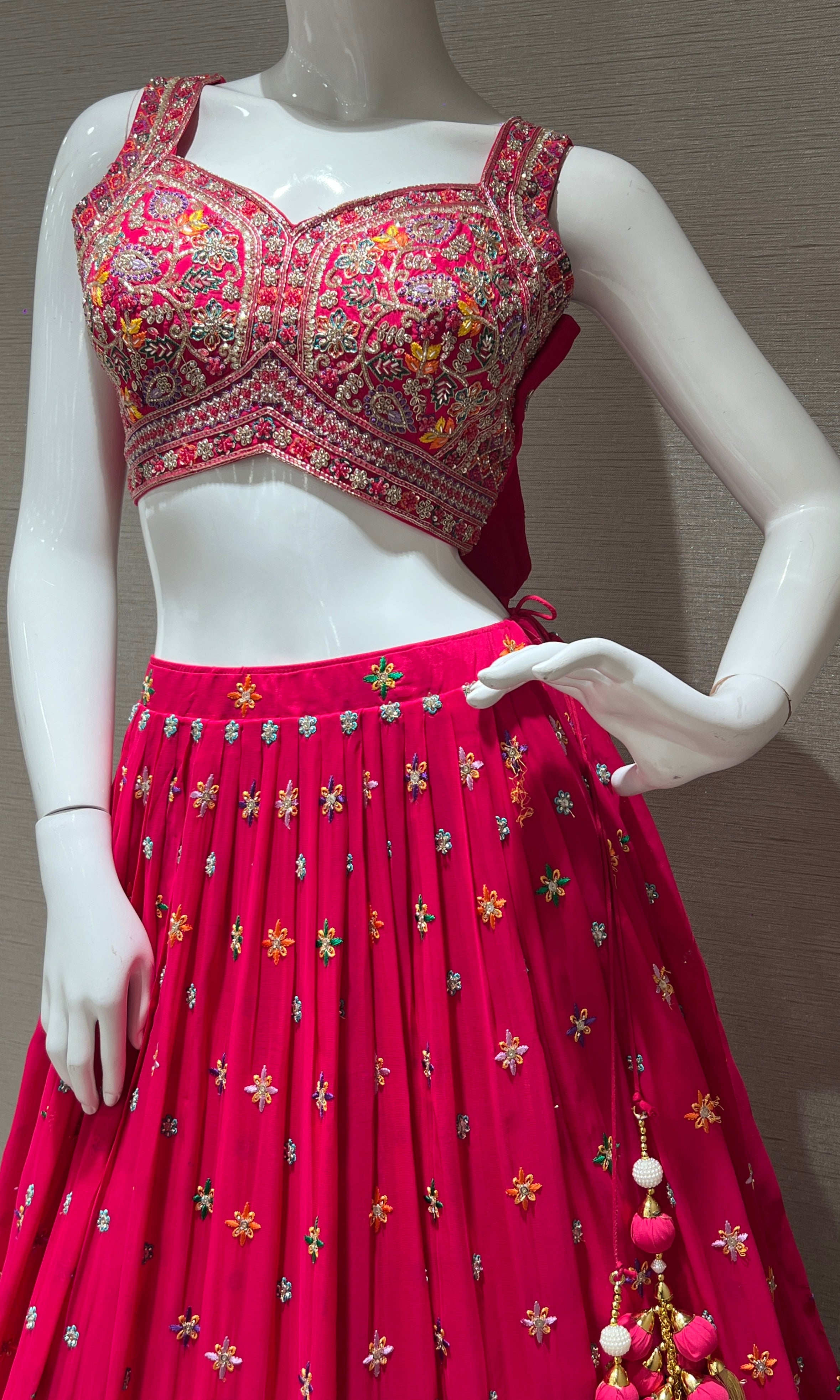 PINK LEHENGA CHOLI WITH INTRICATE EMBROIDERY