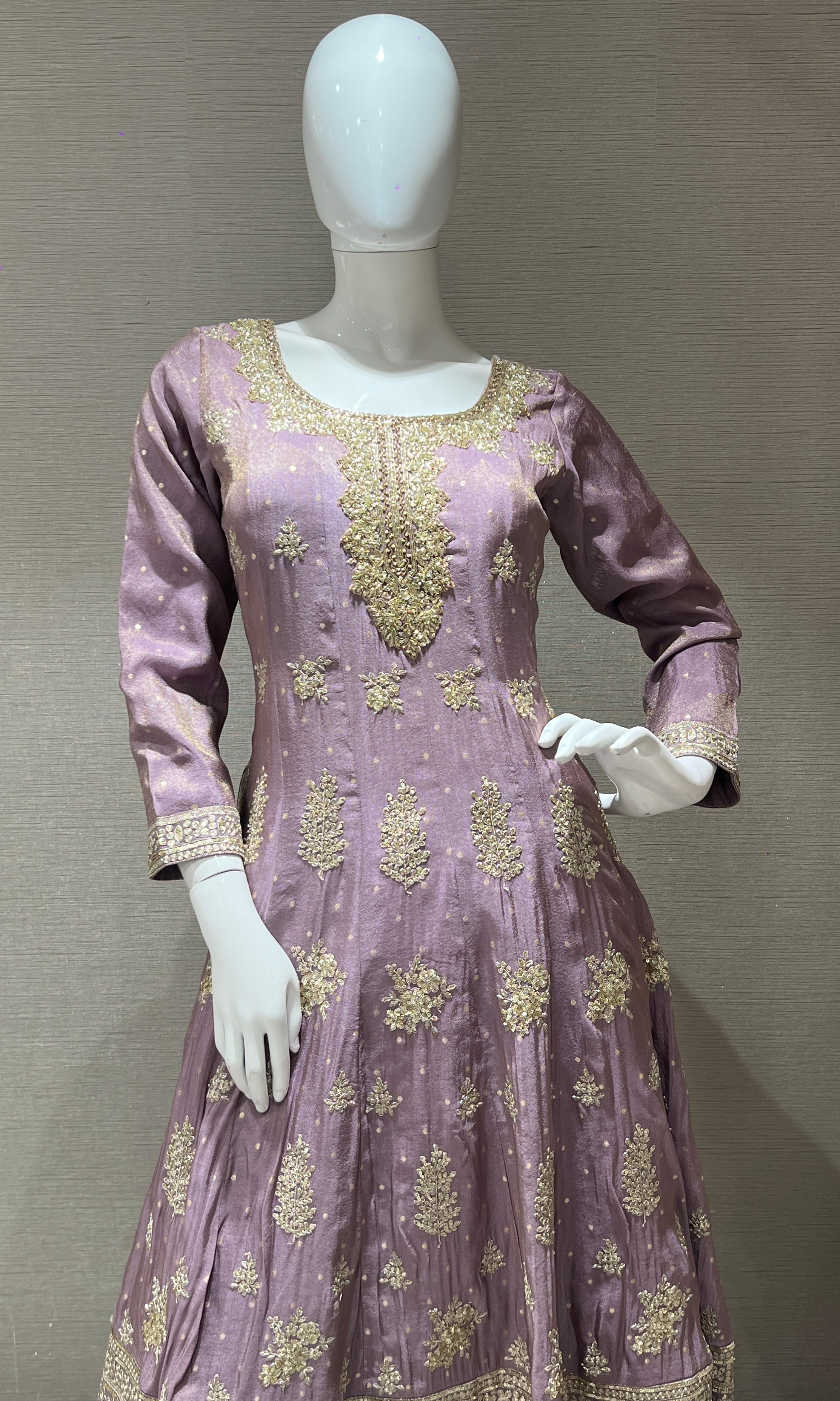 Lavender Anarkali kurta set with palazzo pants