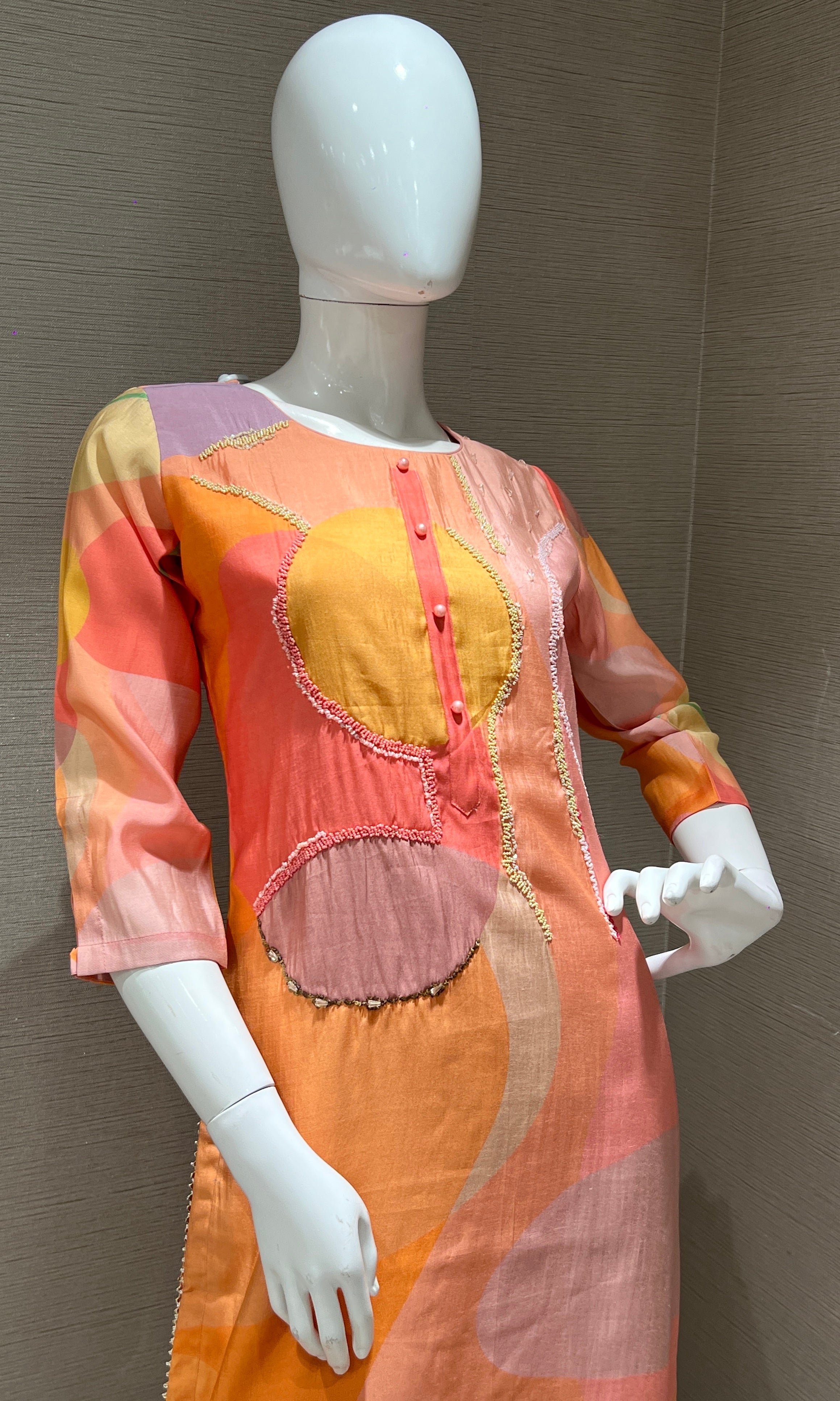 Peach floral print Kurti top