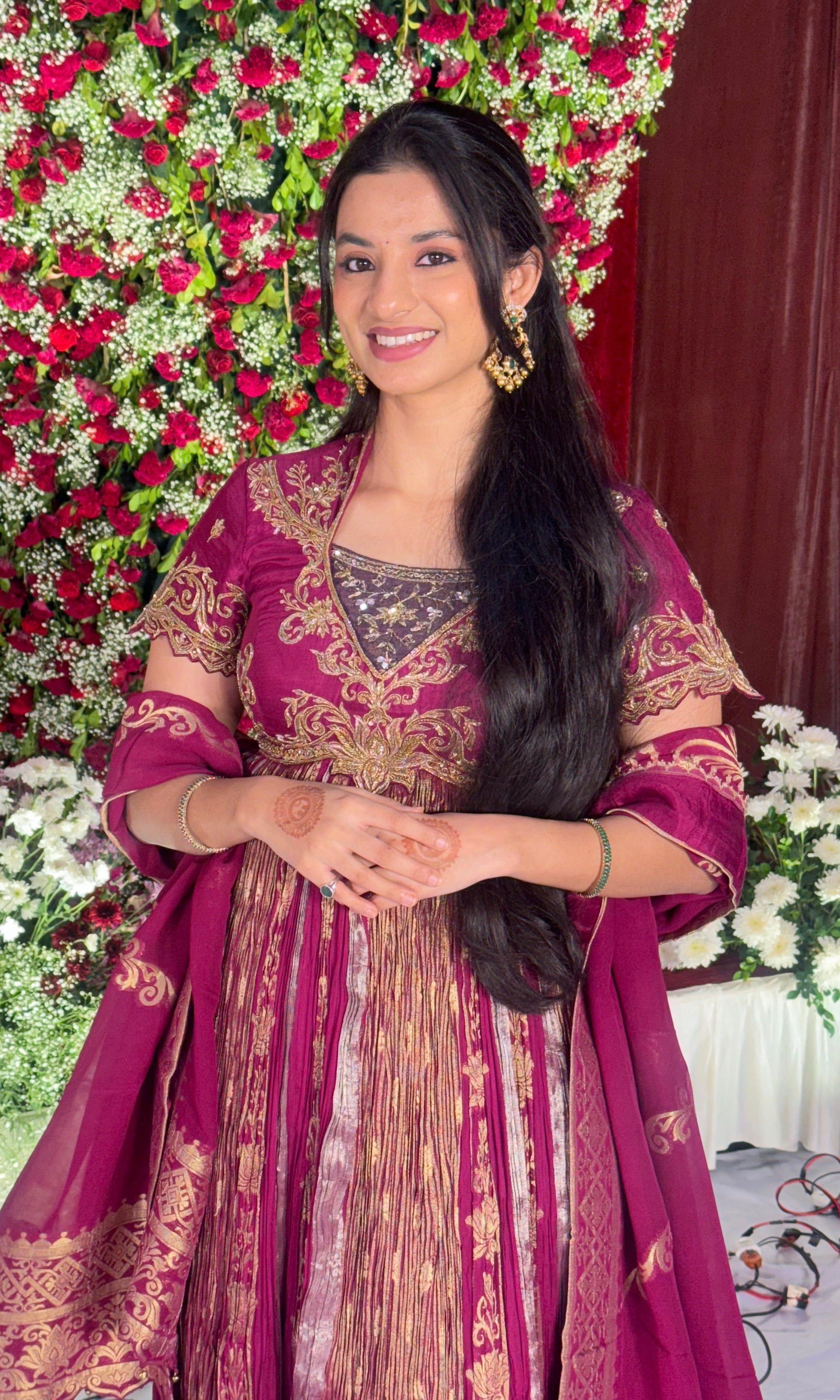 Magenta pink Banarasi Anarkali