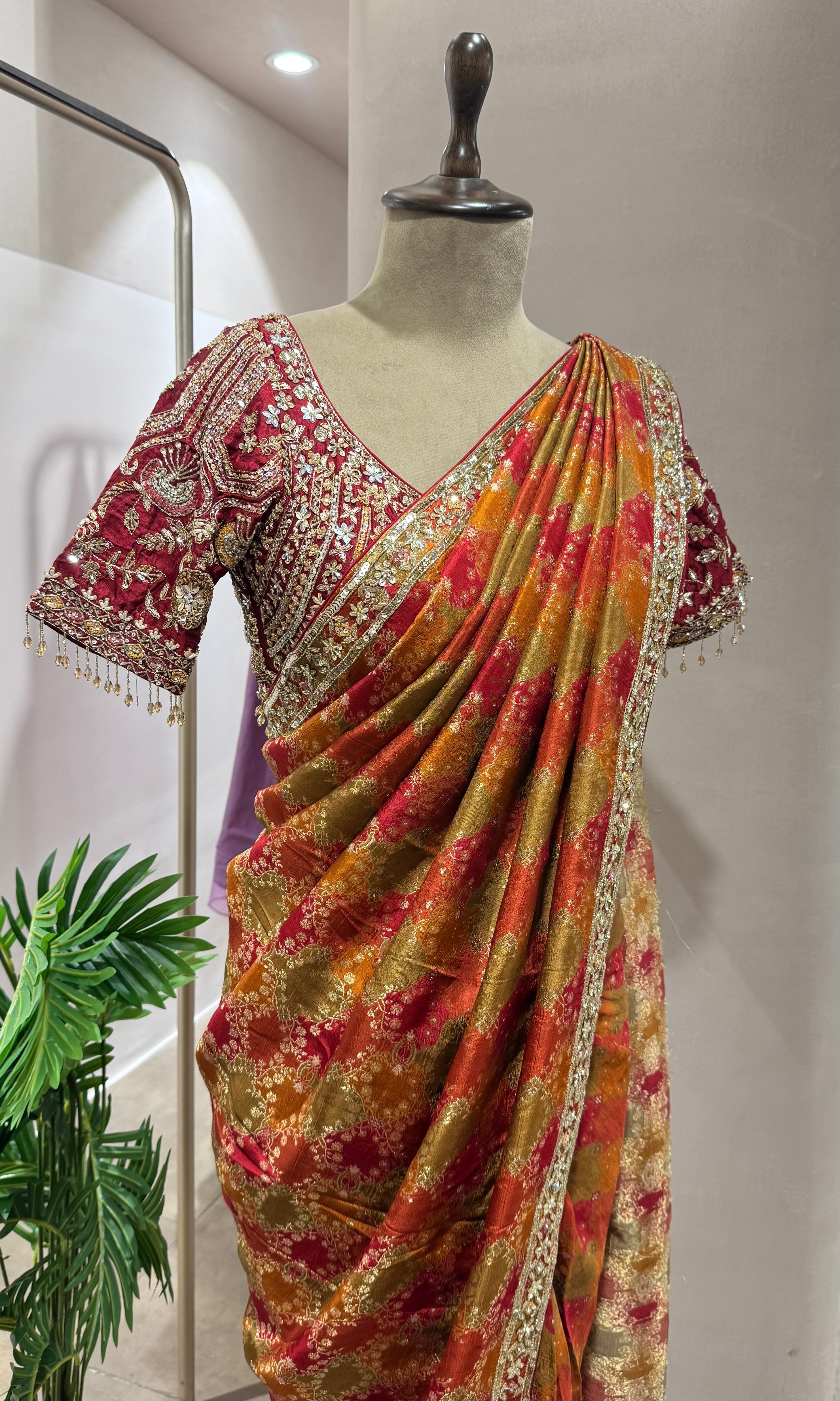 MAROON BANARASI SAREE WITH BLOUSE