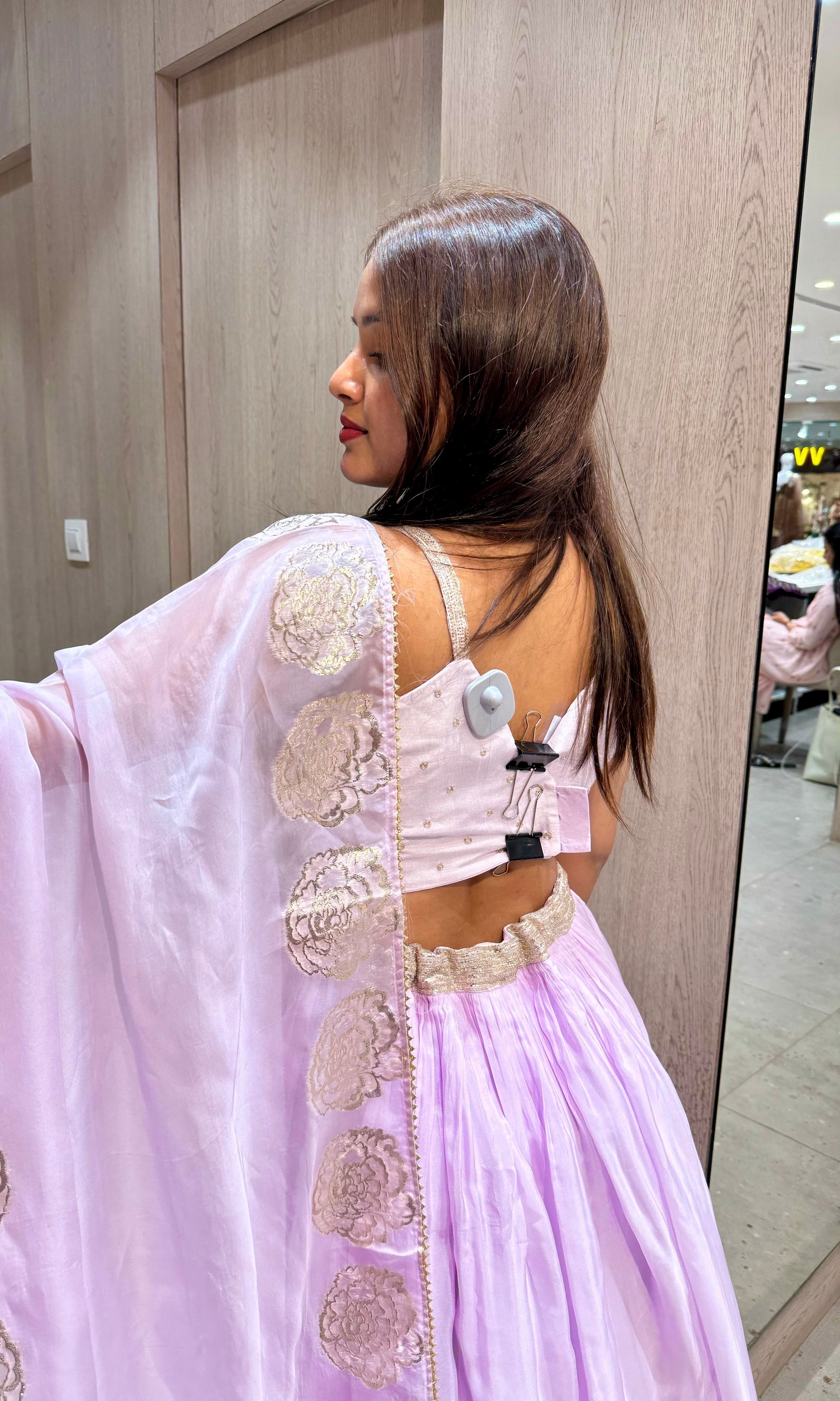 Lilac purple Lehenga with floral embossing