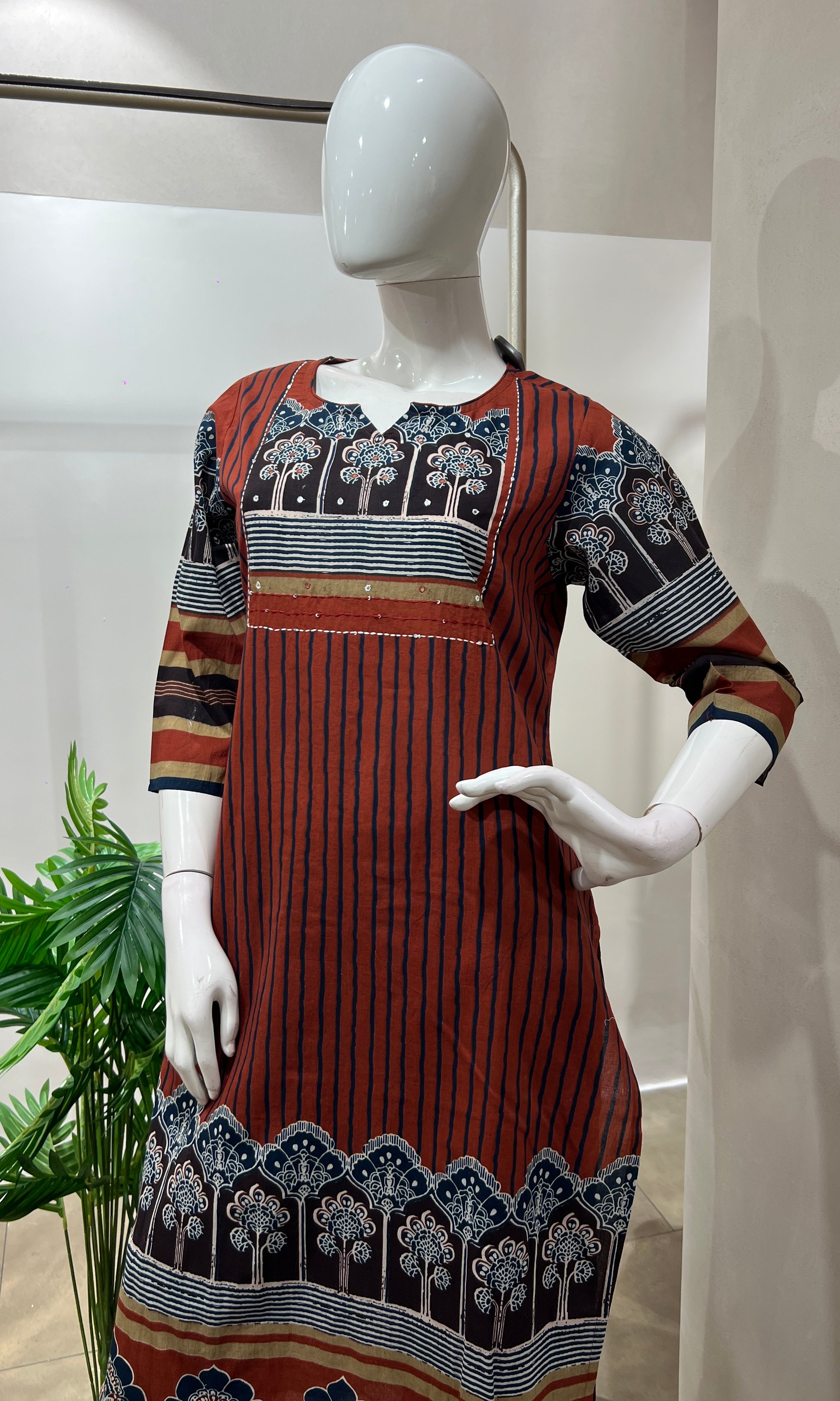 Red ETHNIC PRINTED kurta set