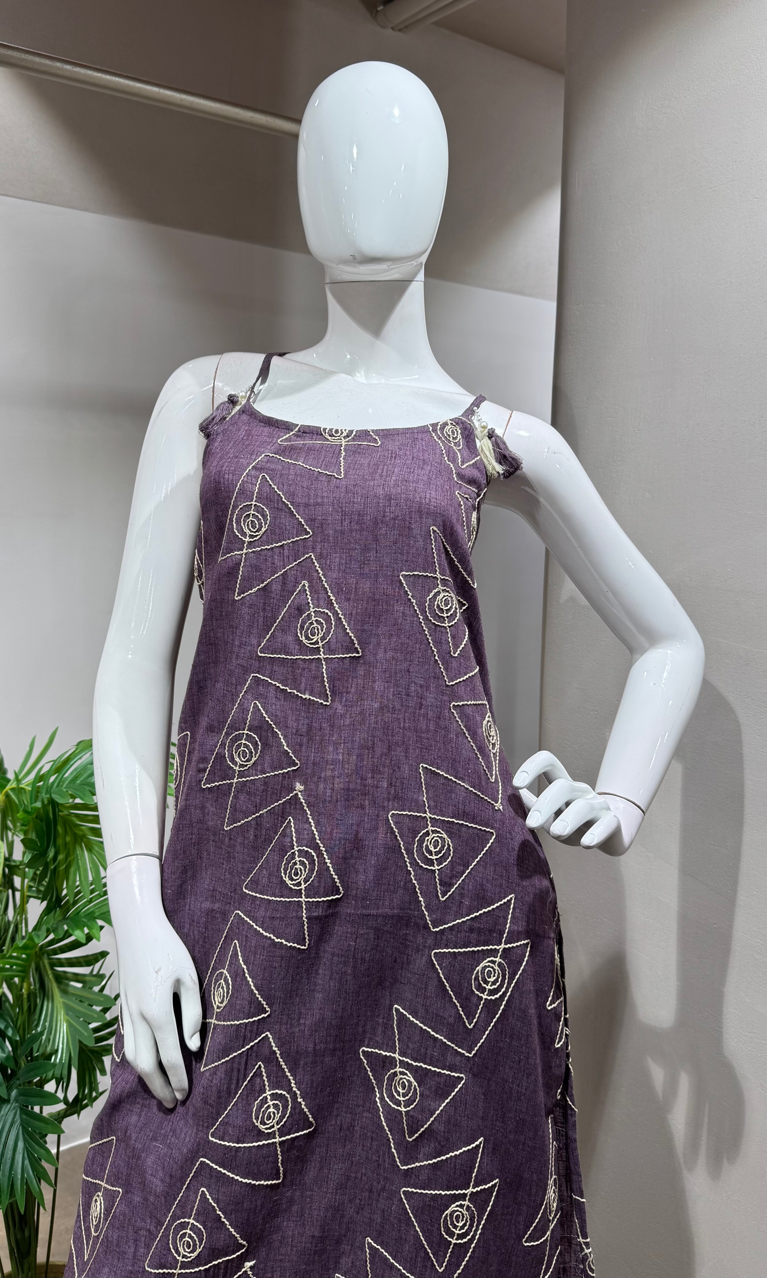 WINE Embroidered Kurta Set with Dupatta