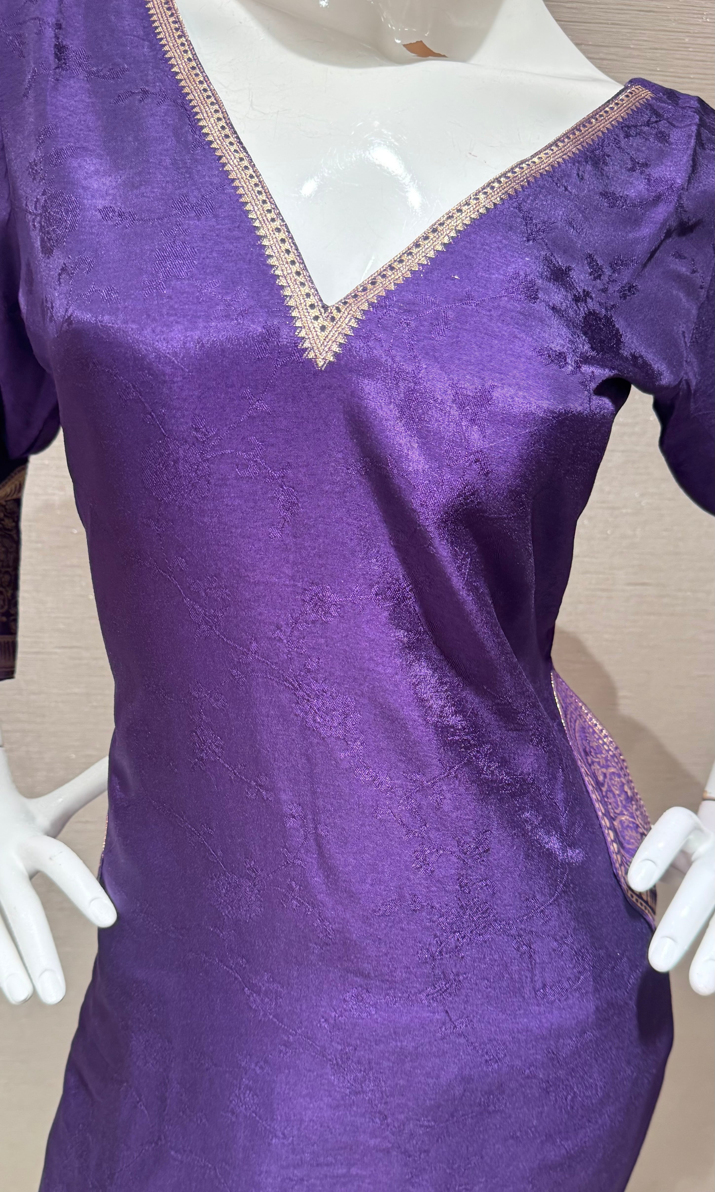 Purple Silk Kurta set with Sheer Dupatta