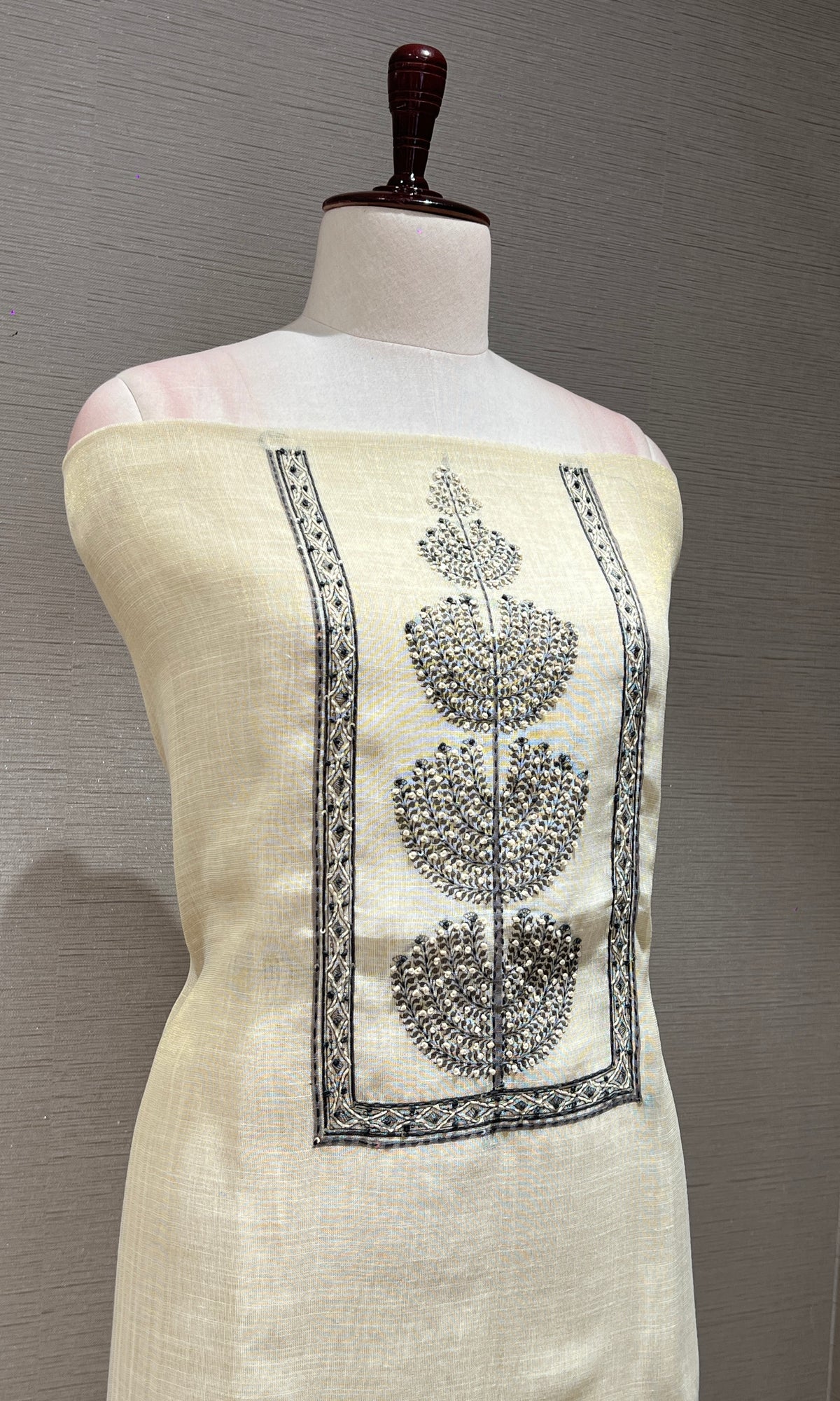 Grey FLORAL dress material