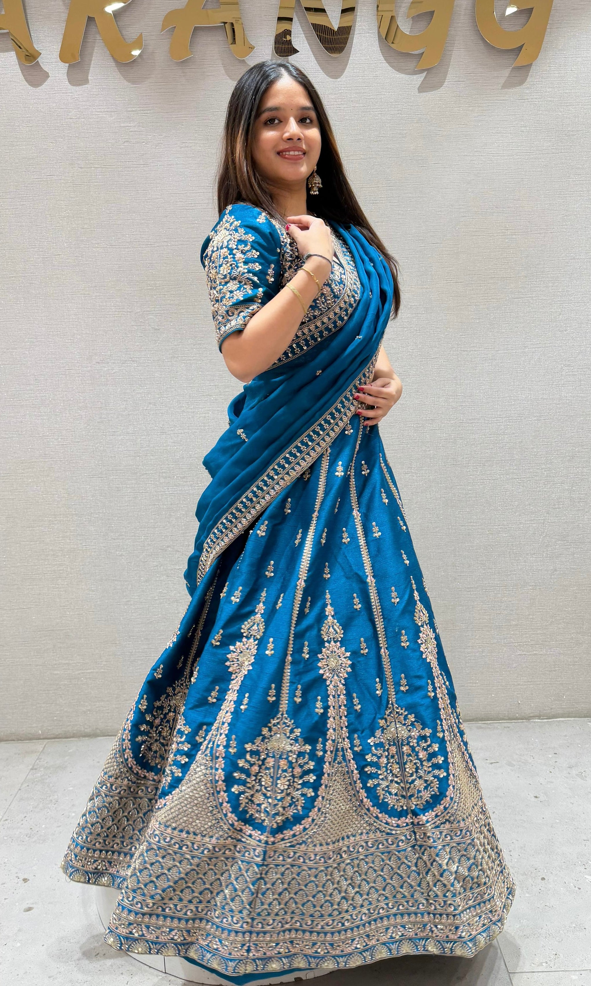 Rama blue EMBROIDERED Lehenga