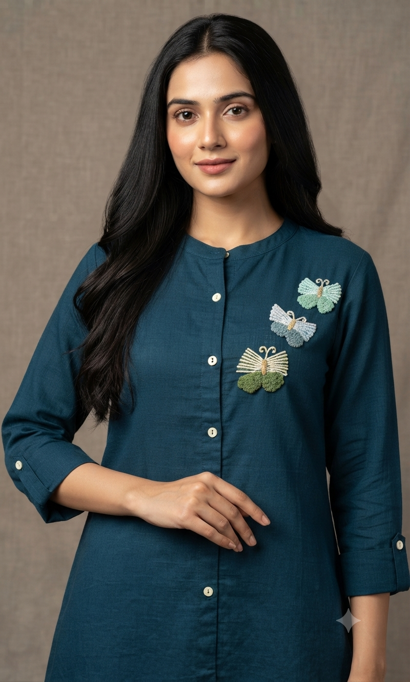 Blue Floral Butterfly Cord Set