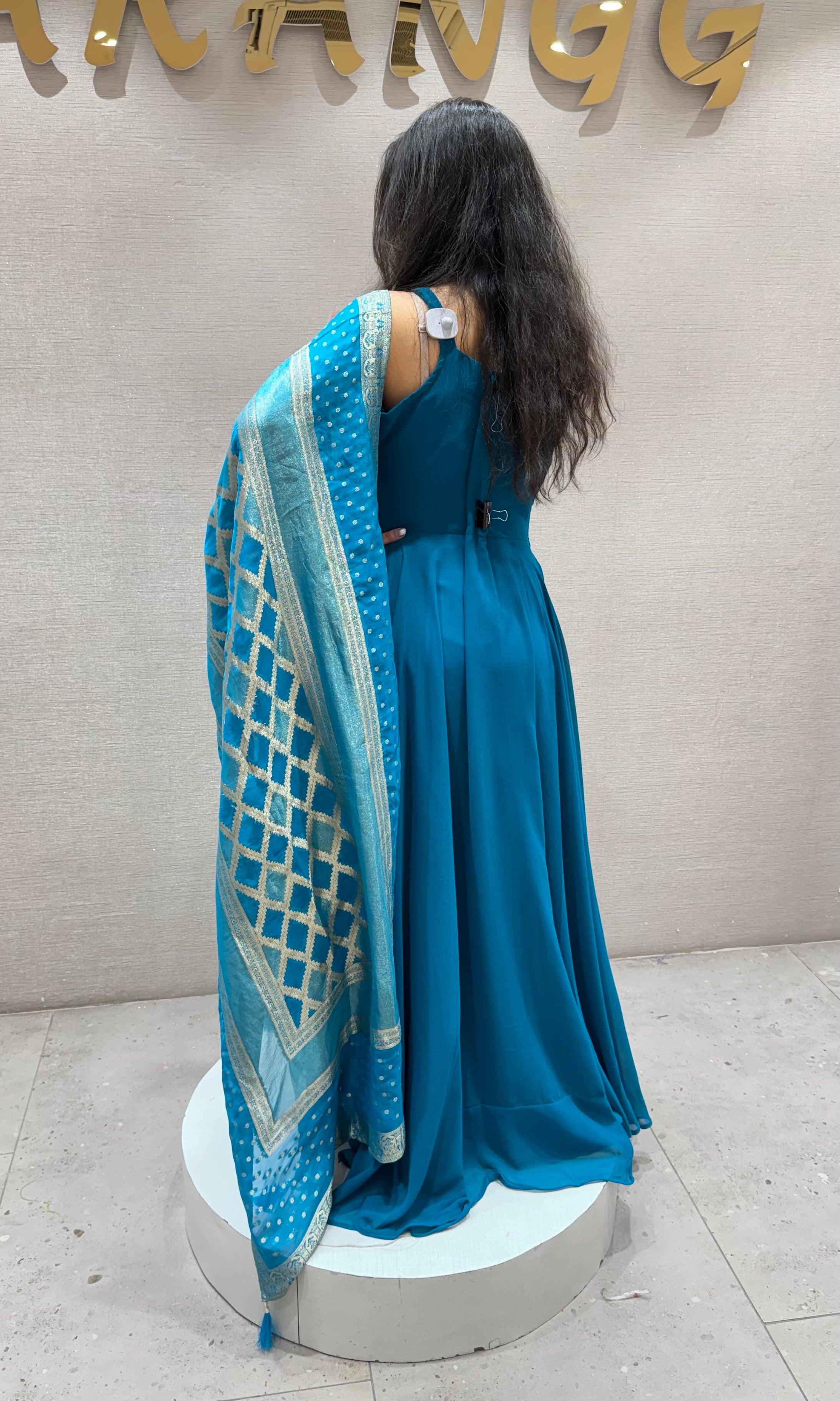 Rama blue LONG ANARKALI DRESS
