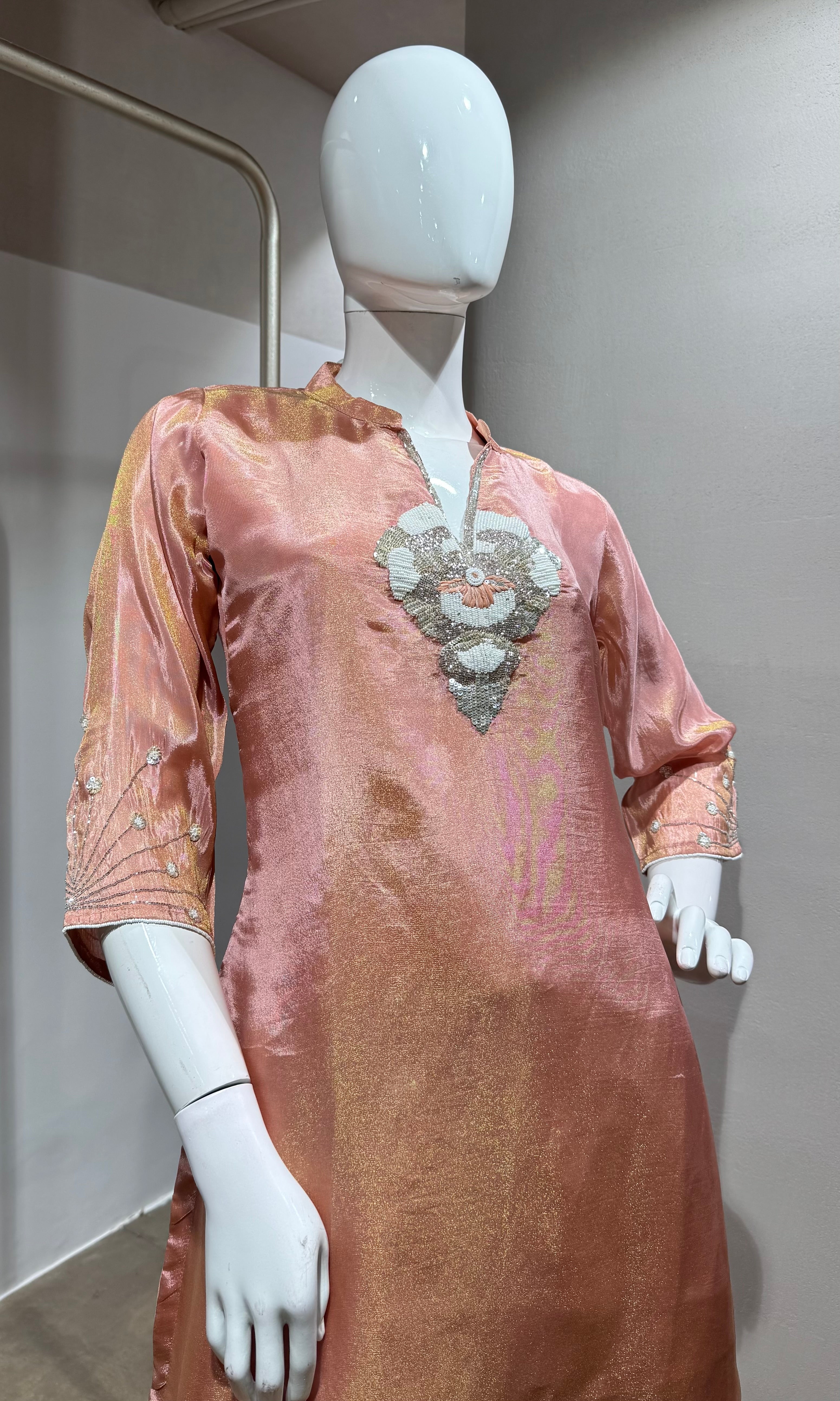 PEACH EMBROIDERED SHARARA SET